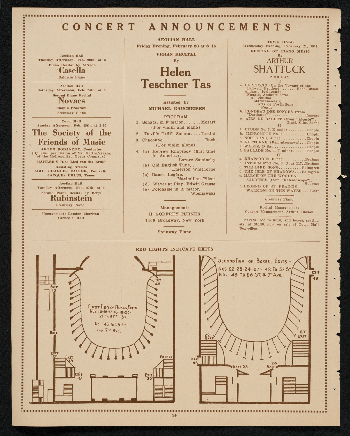New York Philharmonic, February 17, 1923, program page 10