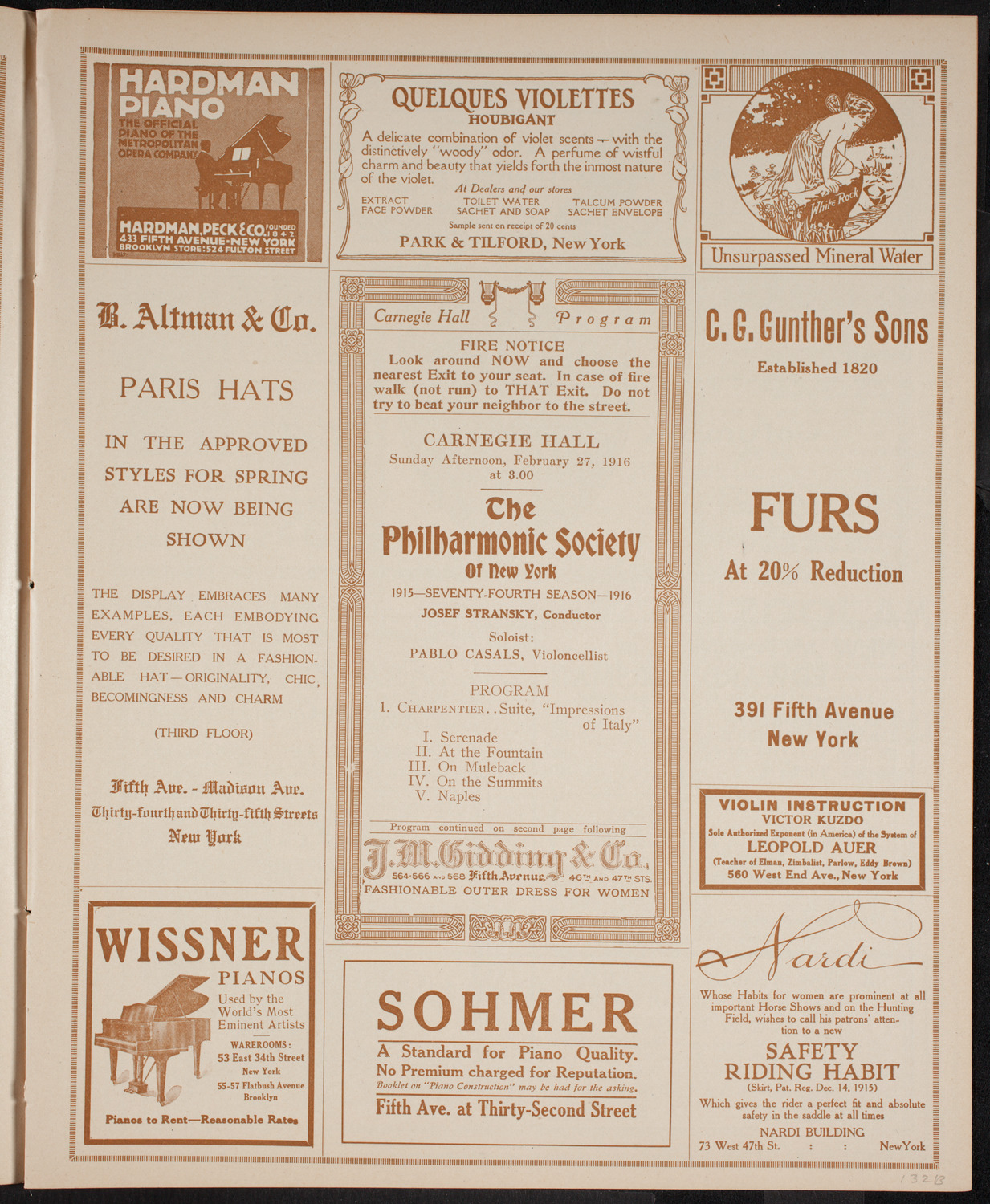 New York Philharmonic, February 27, 1916, program page 5