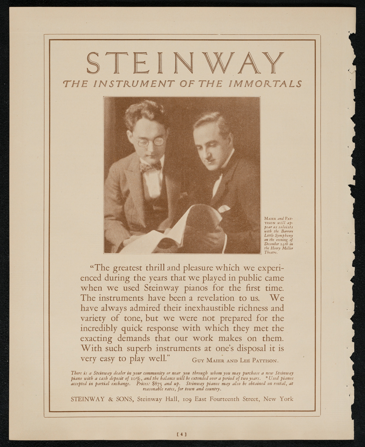 Paul Kochanski, Violin, December 13, 1924, program page 4