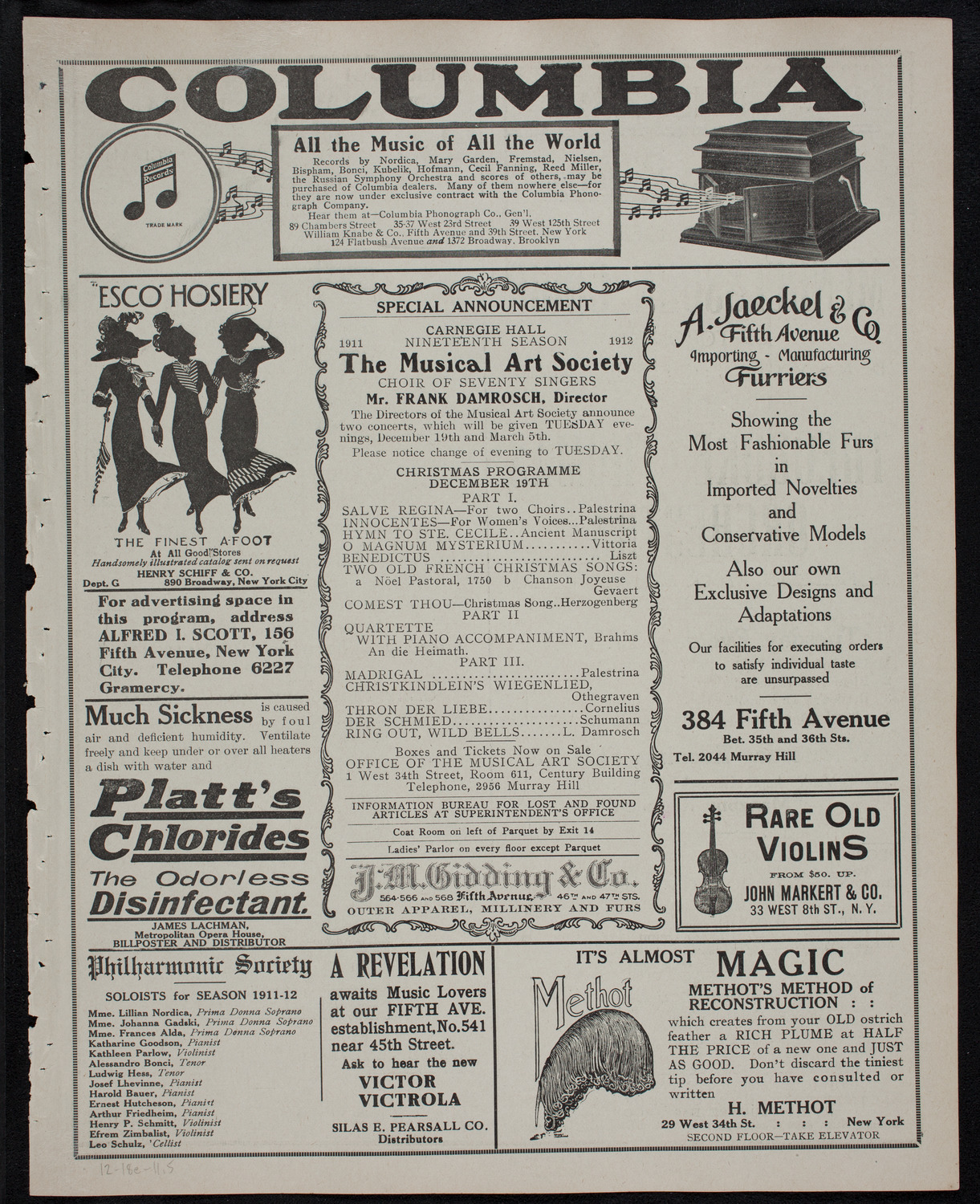 Columbia University Festival Chorus, December 18, 1911, program page 9