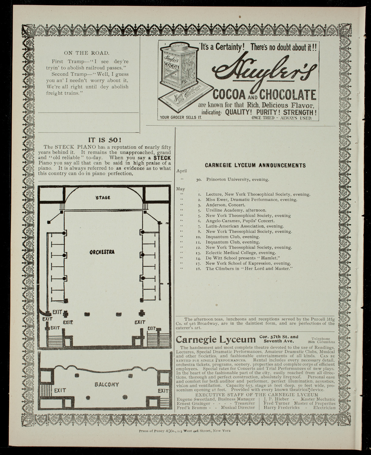 Williams College Dramatic Association, April 29, 1904, program page 4