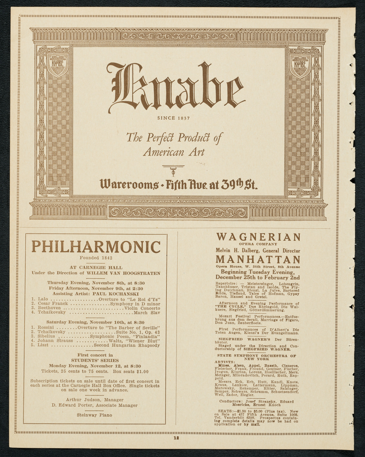 Philadelphia Orchestra, October 30, 1923, program page 12