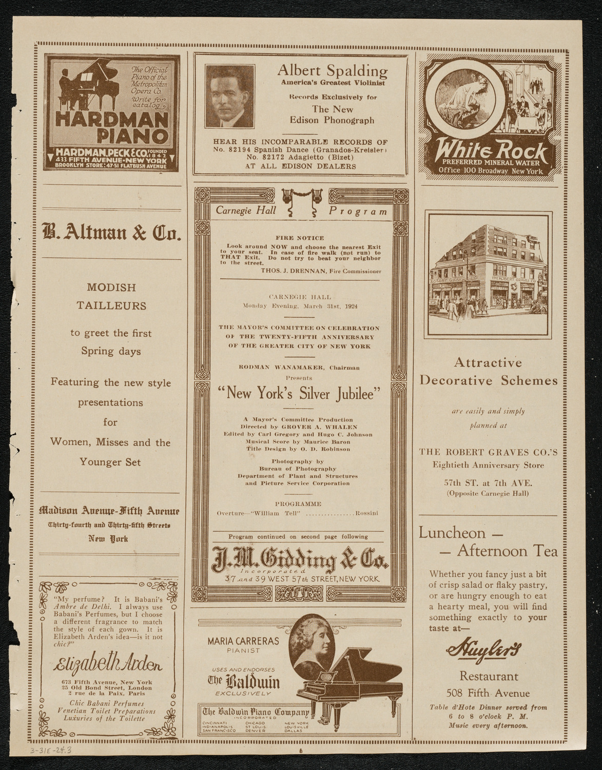 New York City Silver Jubilee Celebration, March 31, 1924, program page 5