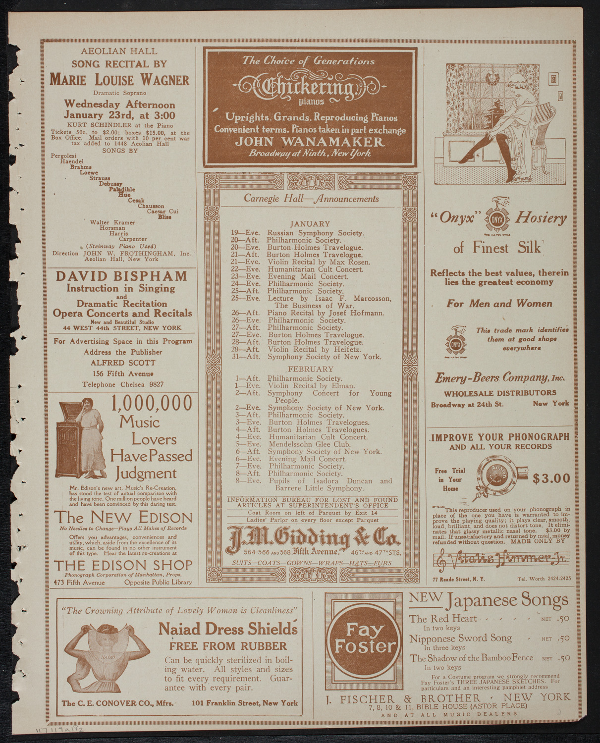 New York Philharmonic, January 19, 1918, program page 3