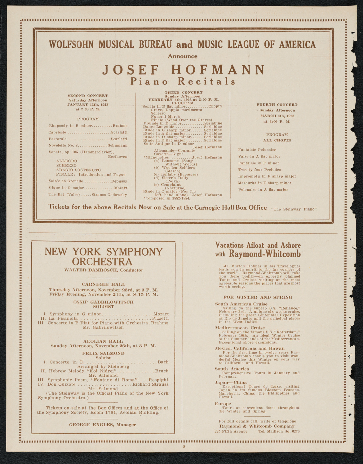 City Symphony Orchestra, November 18, 1922, program page 8