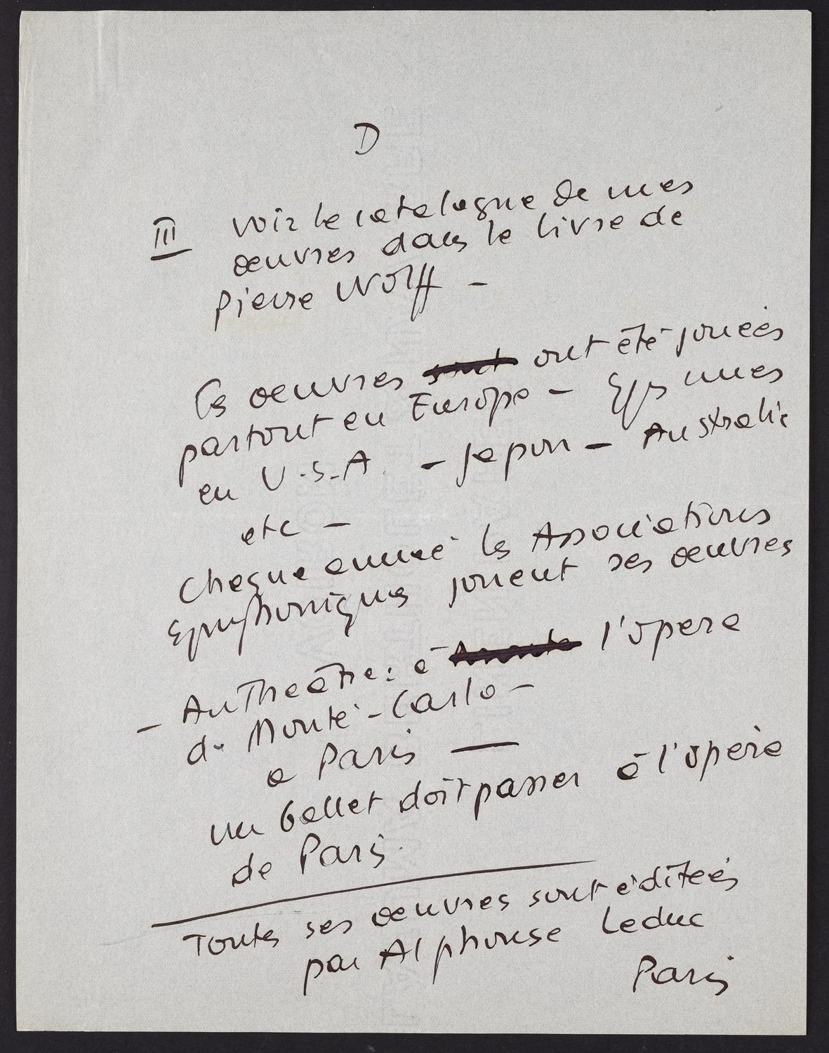 Correspondence from George Migot to David Ewen, page 5 of 11
