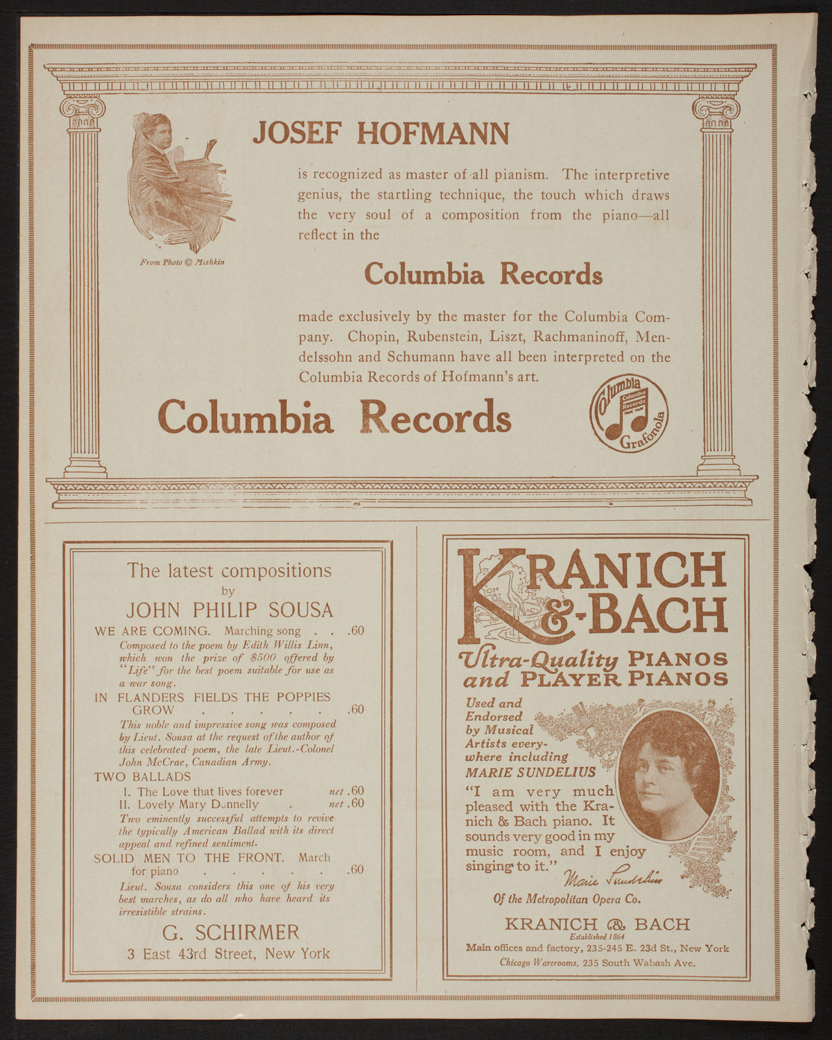 Choir of the Cathedral of St. John the Divine, March 12, 1918, program page 6