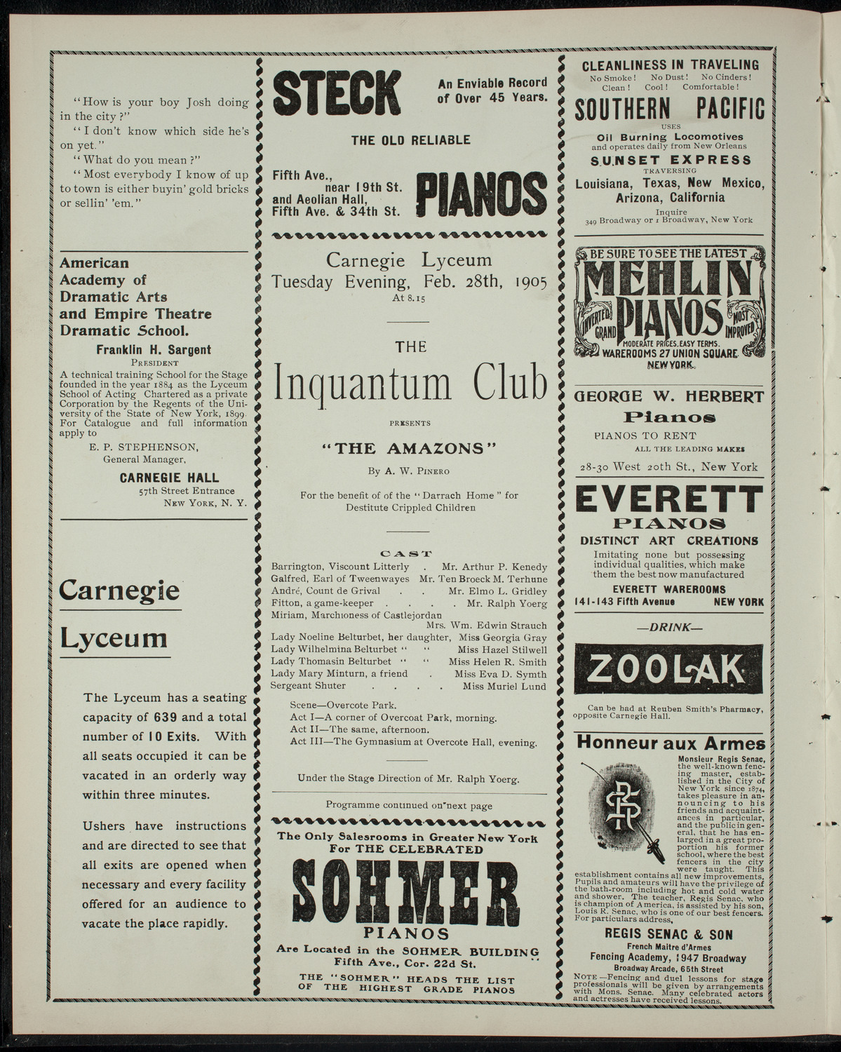 The Inquantum Club, February 28, 1905, program page 2