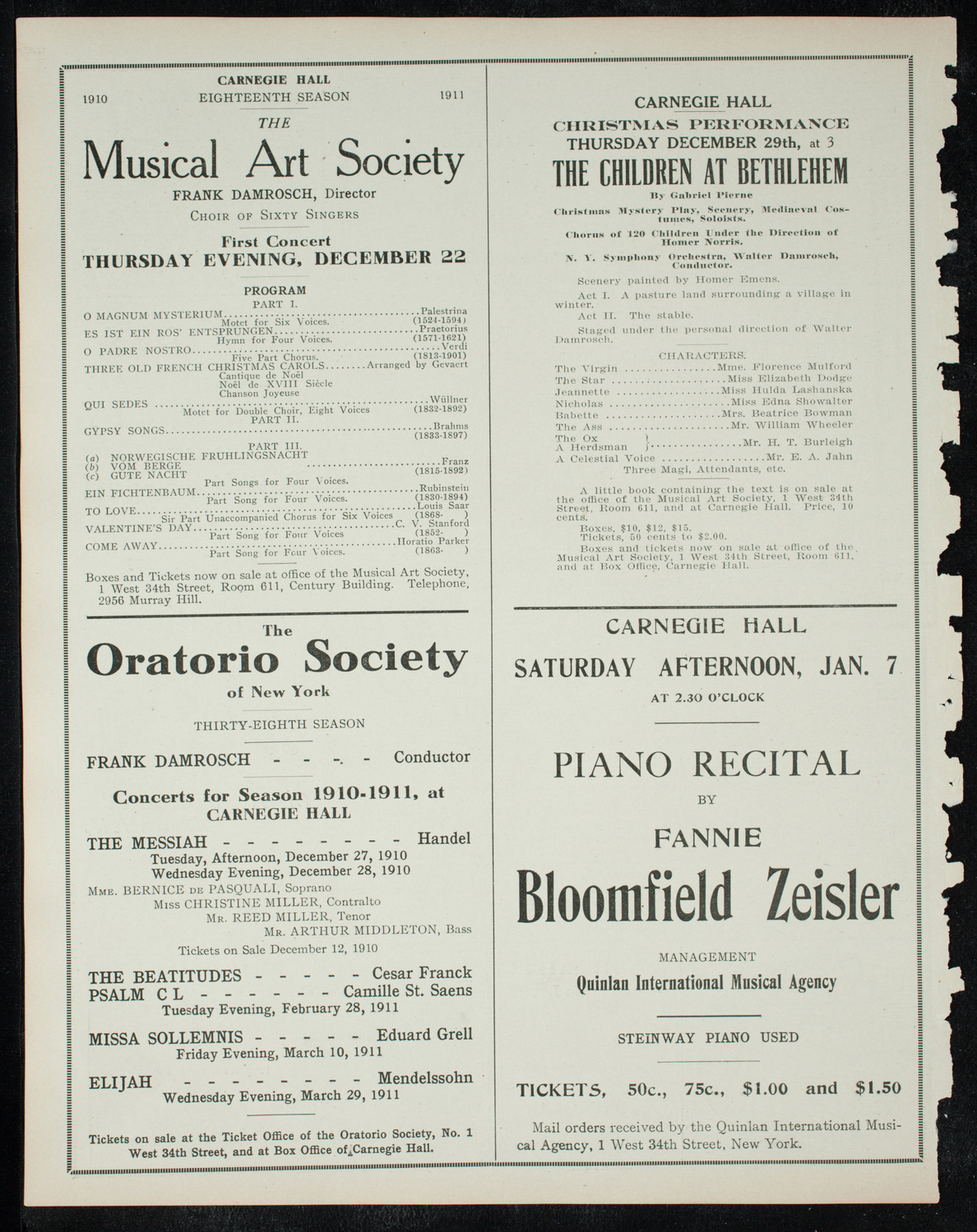 People's Symphony Concert, December 18, 1910, program page 10