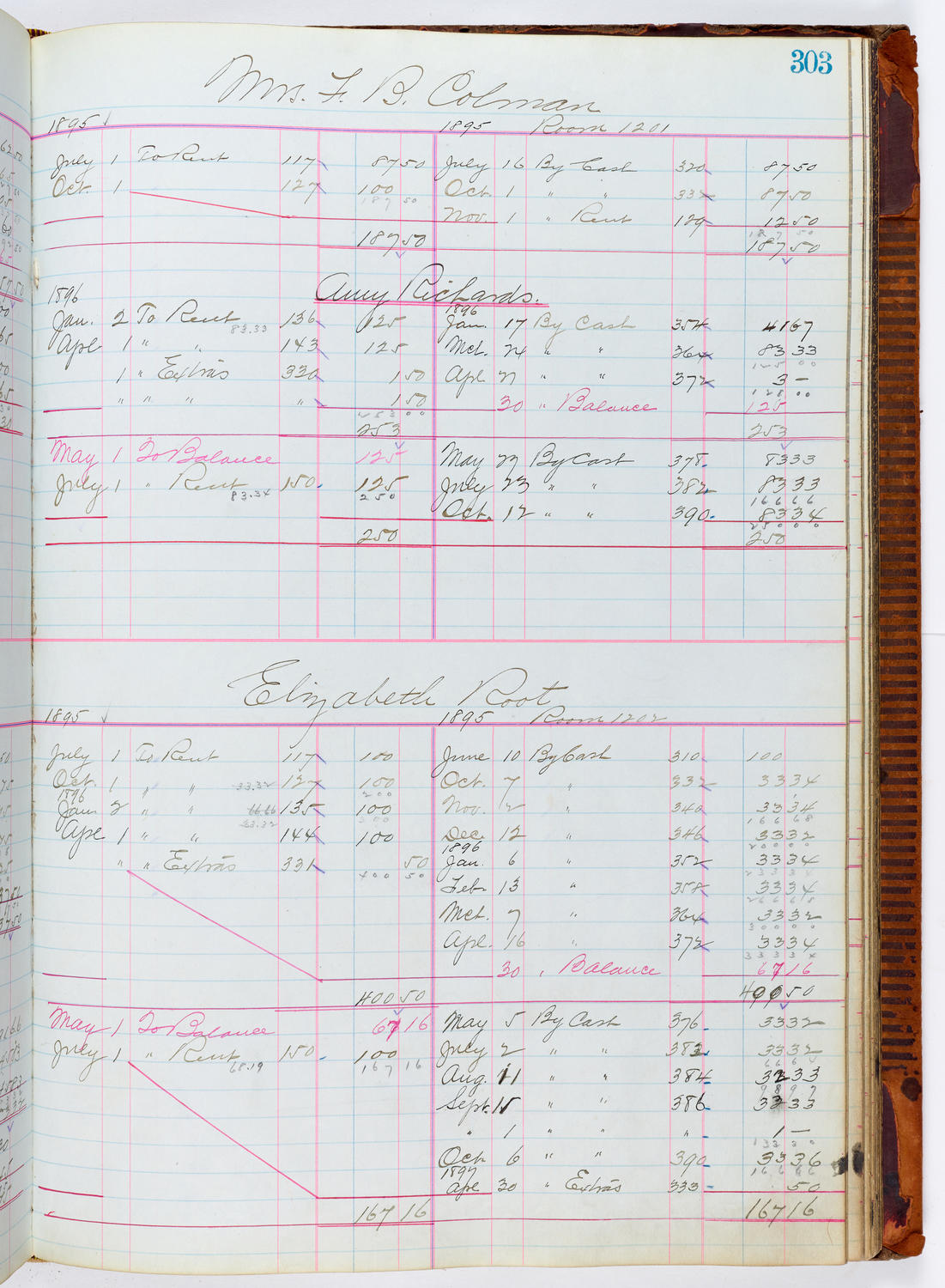 Music Hall Accounting Ledger, volume 1, page 303