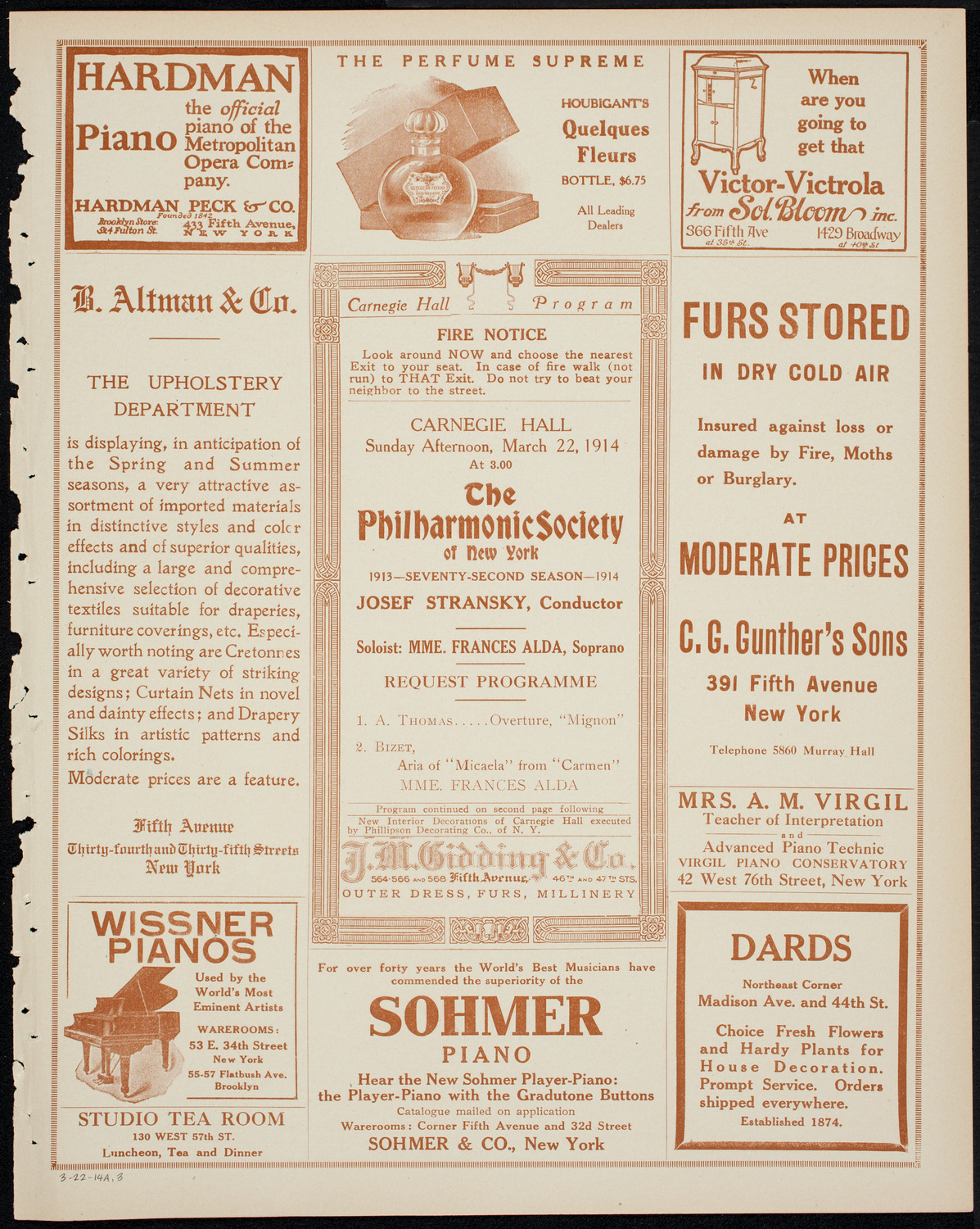 New York Philharmonic, March 22, 1914, program page 5