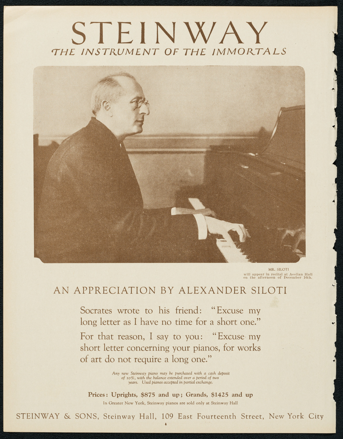 New York Philharmonic, December 9, 1923, program page 4