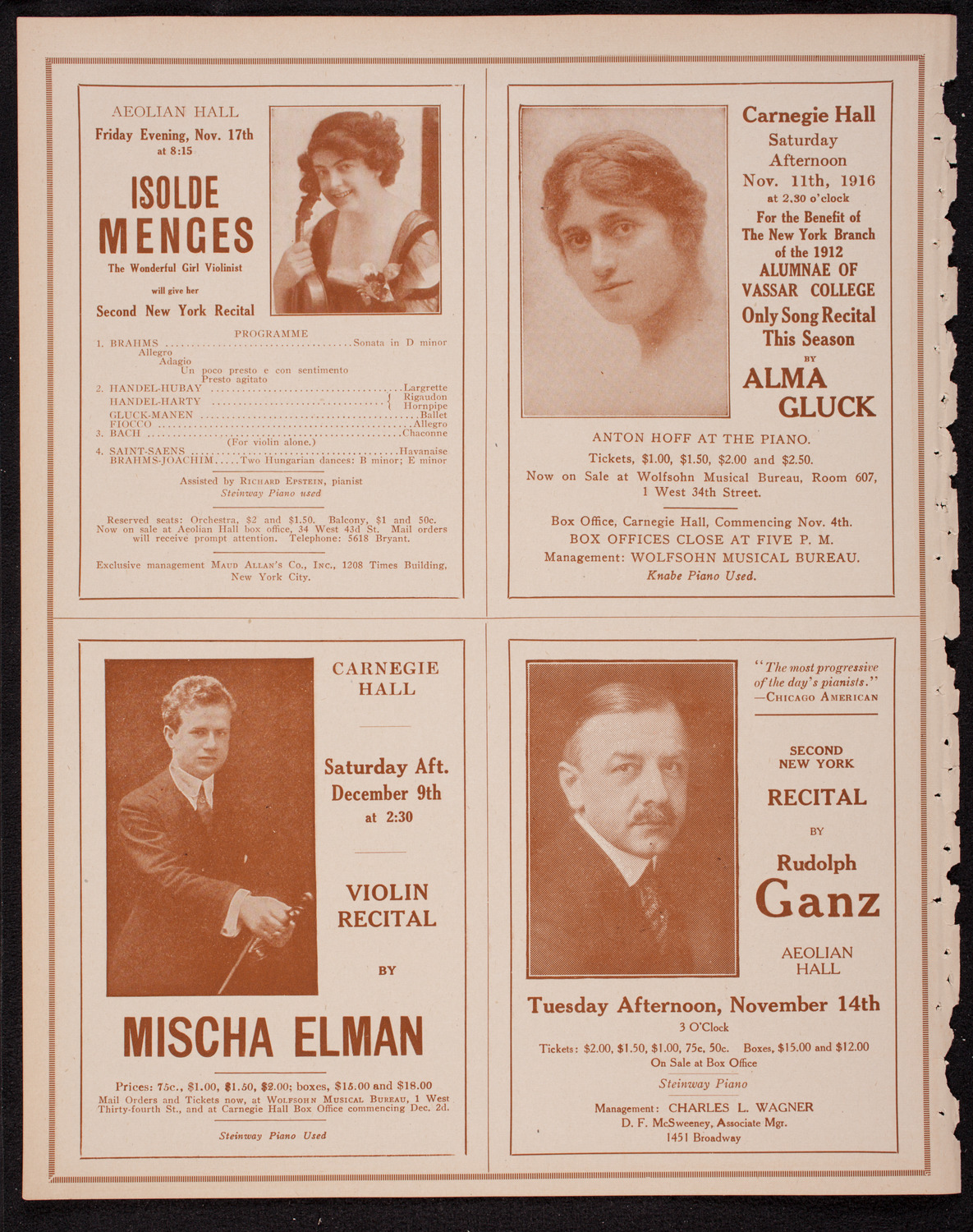 New York Philharmonic, November 9, 1916, program page 10