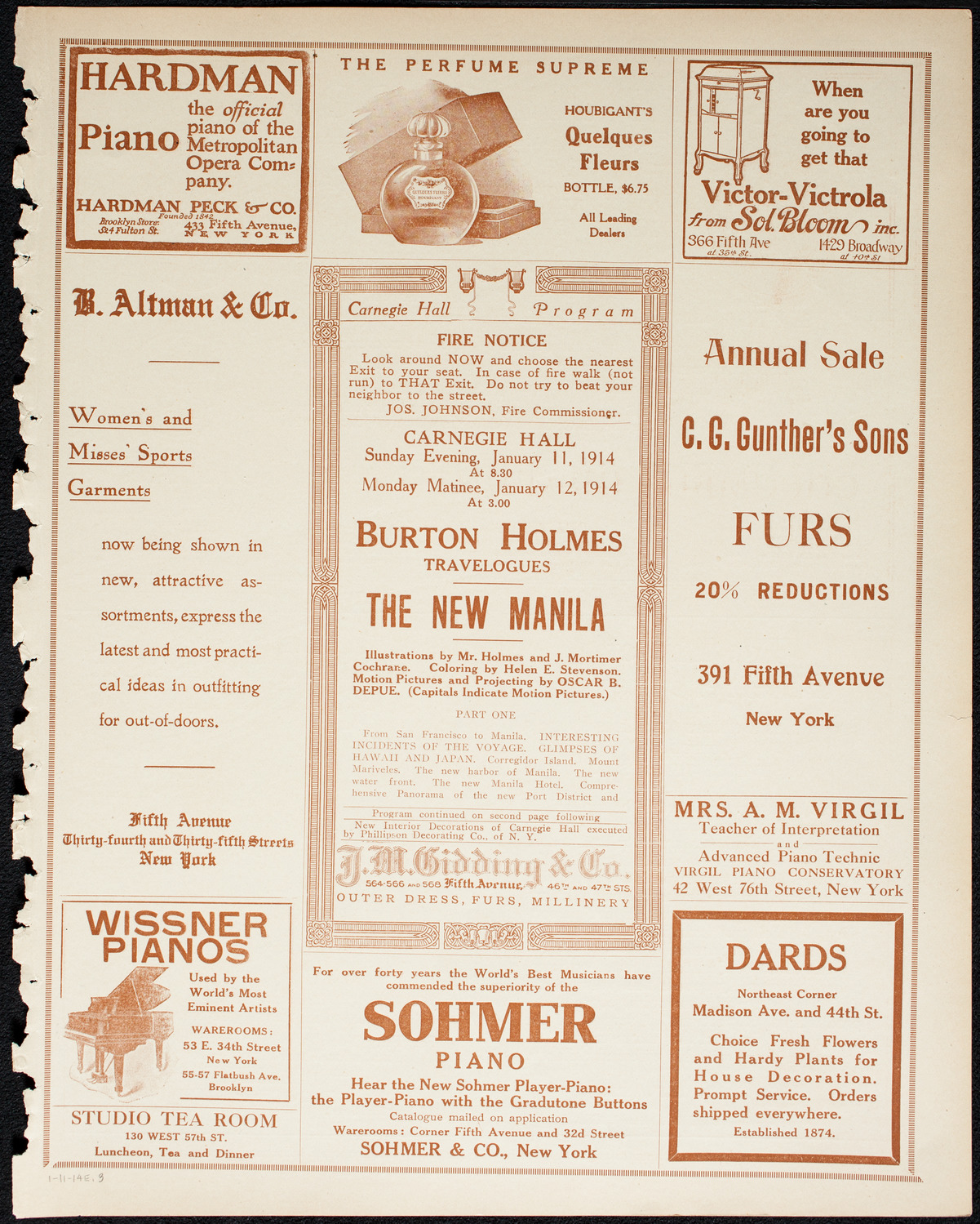 Burton Holmes Travelogue: The New Manila, January 11, 1914, program page 5