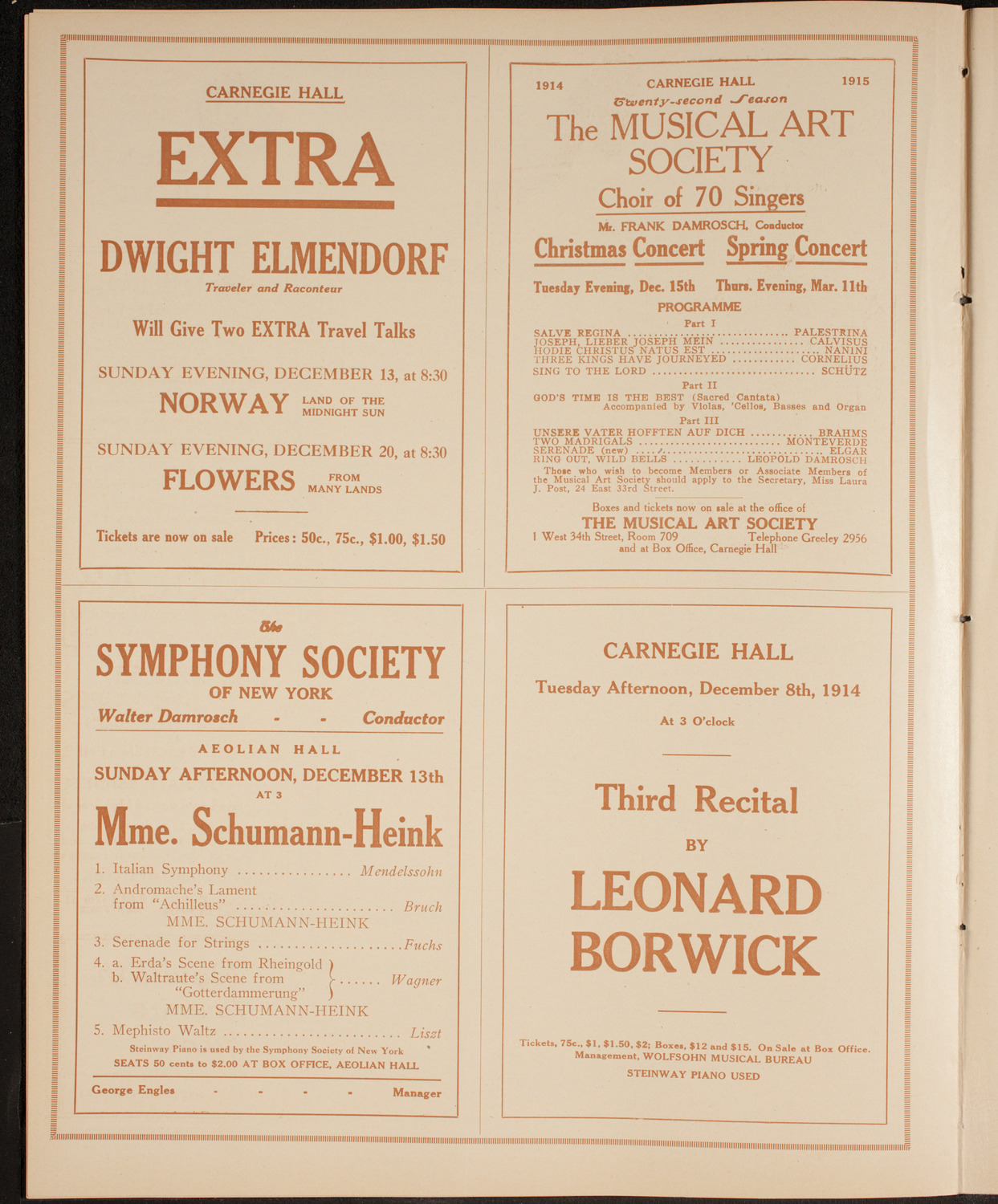 Elmendorf Lecture: Around the United States, December 6, 1914, program page 8