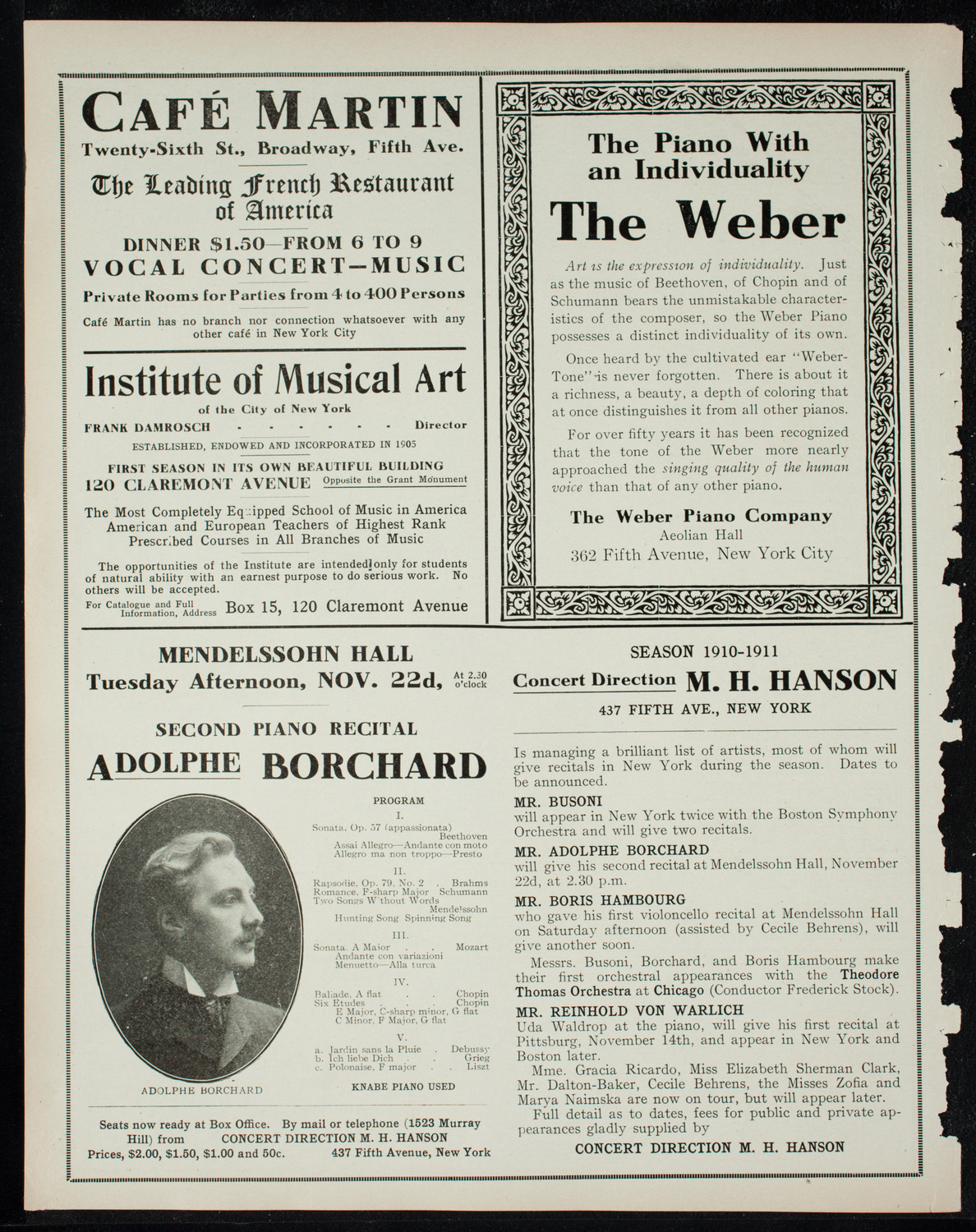 Jeanne Jomelli, Soprano, November 15, 1910, program page 6