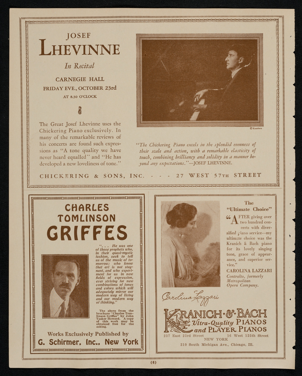 Josef Lhévinne, Piano, October 23, 1925, program page 6