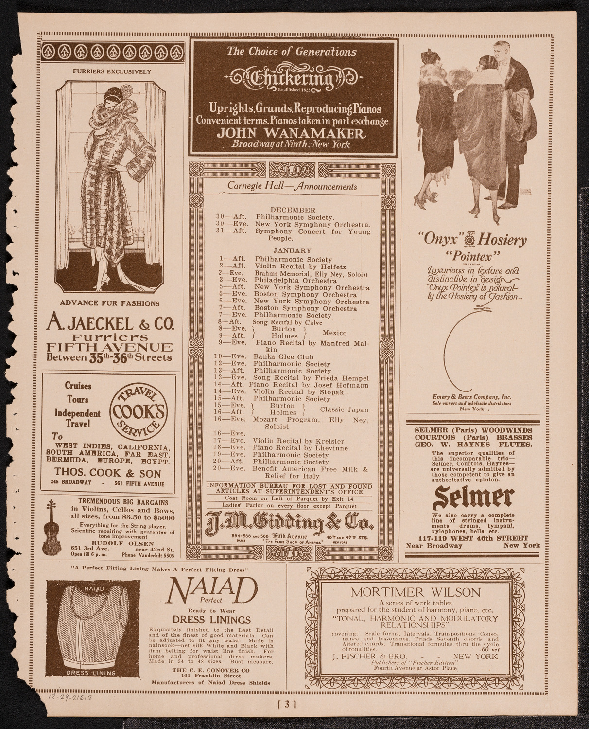 Benefit: Martin-Smith Music School, December 29, 1921, program page 3