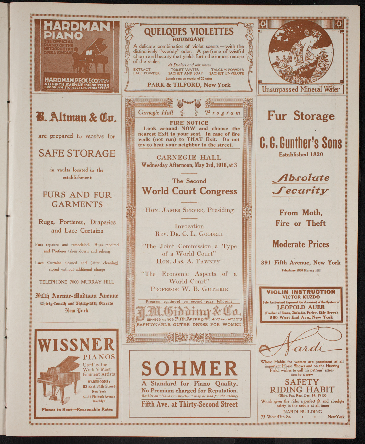 Second World Court Congress, May 3, 1916, program page 5