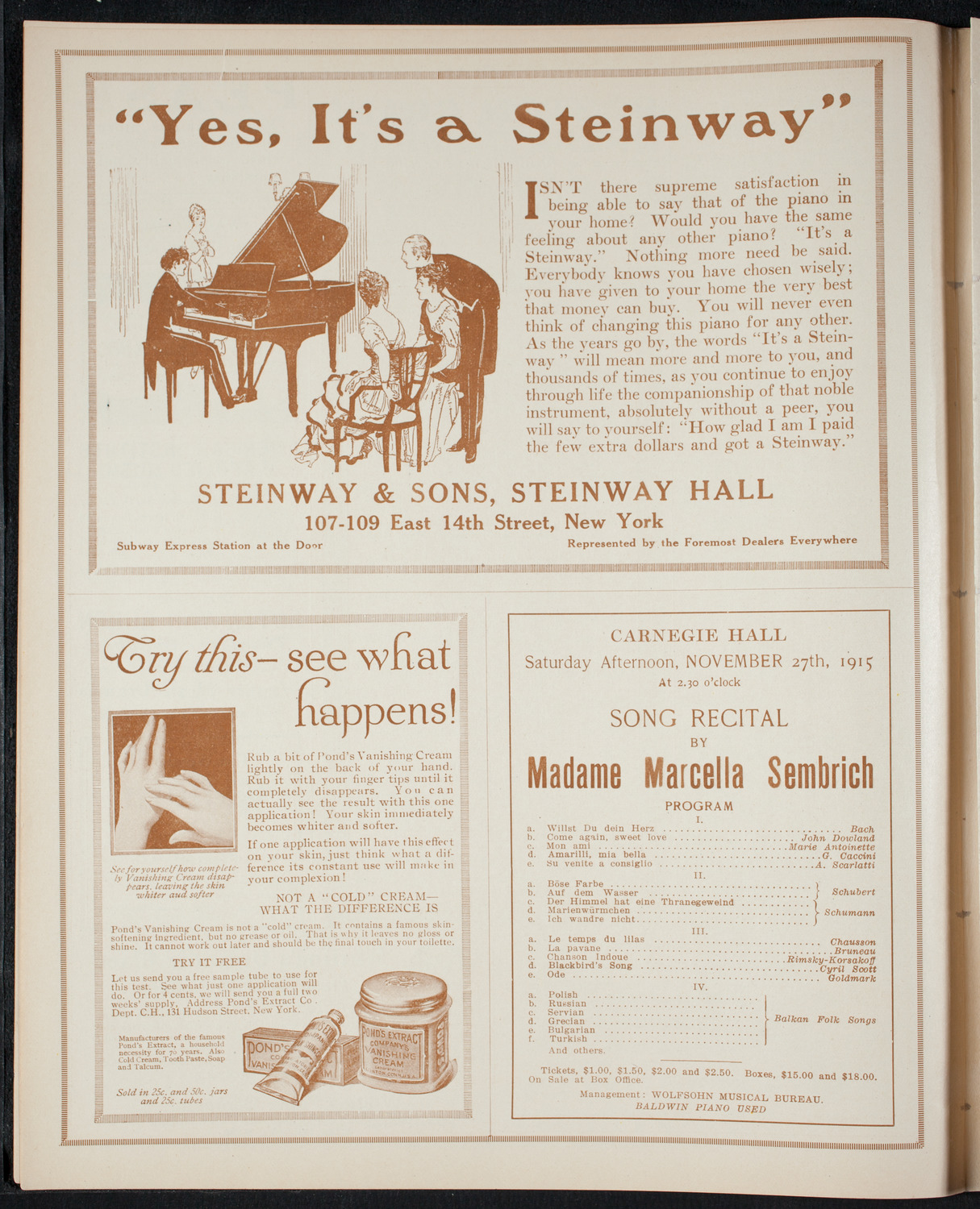 Boston Symphony Orchestra, November 4, 1915, program page 4