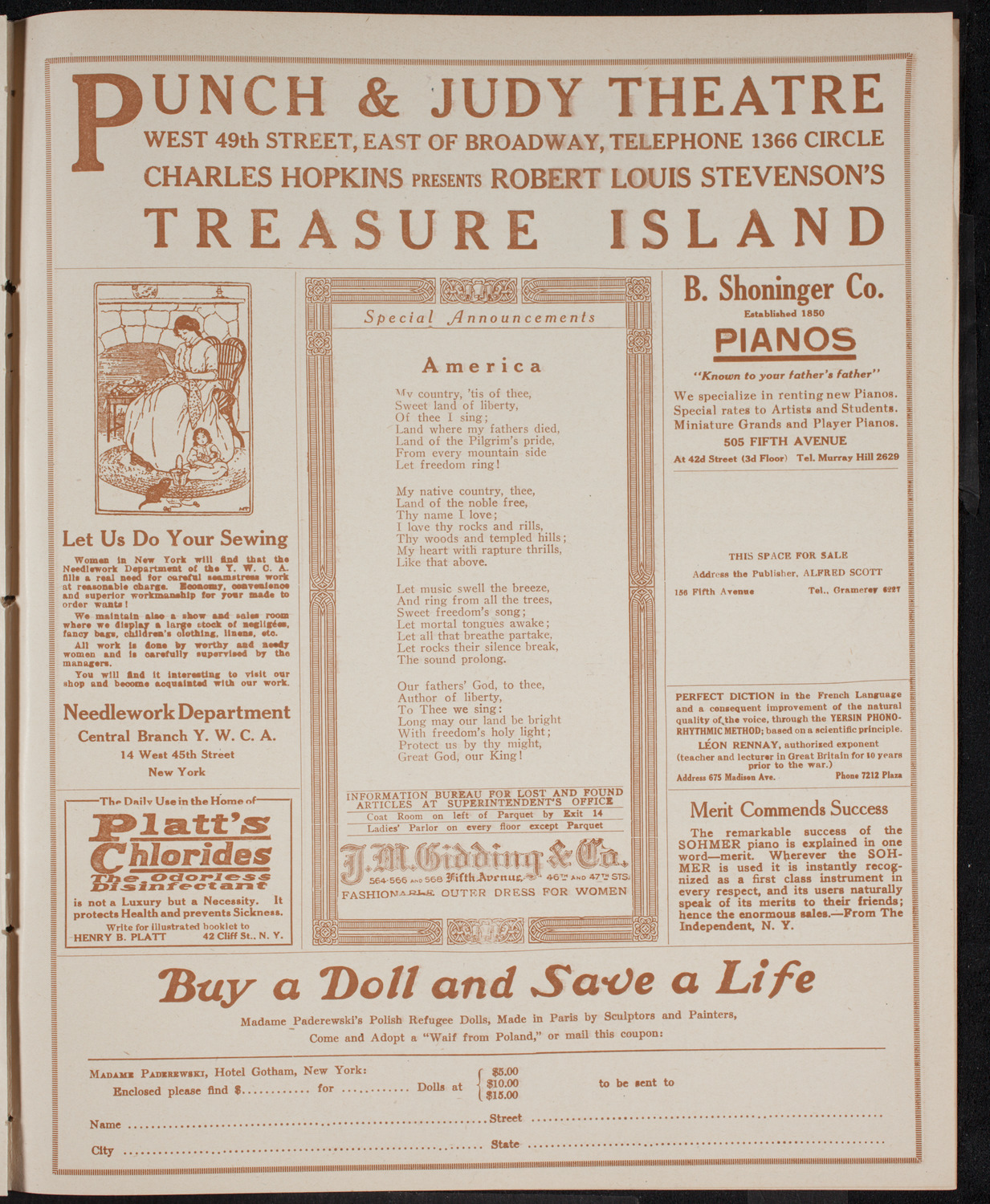 American Rights Committee: Lusitania Memorial Meeting, May 19, 1916, program page 9