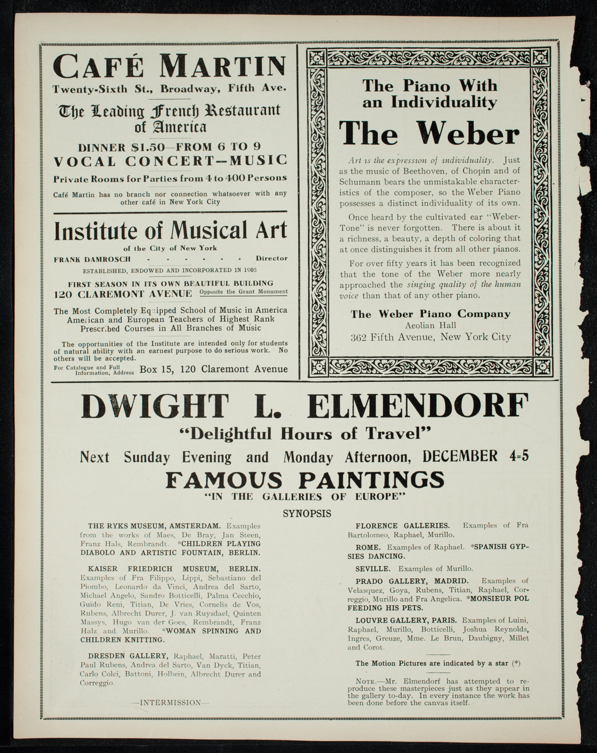 Elmendorf Lecture: Vienna, November 28, 1910, program page 6