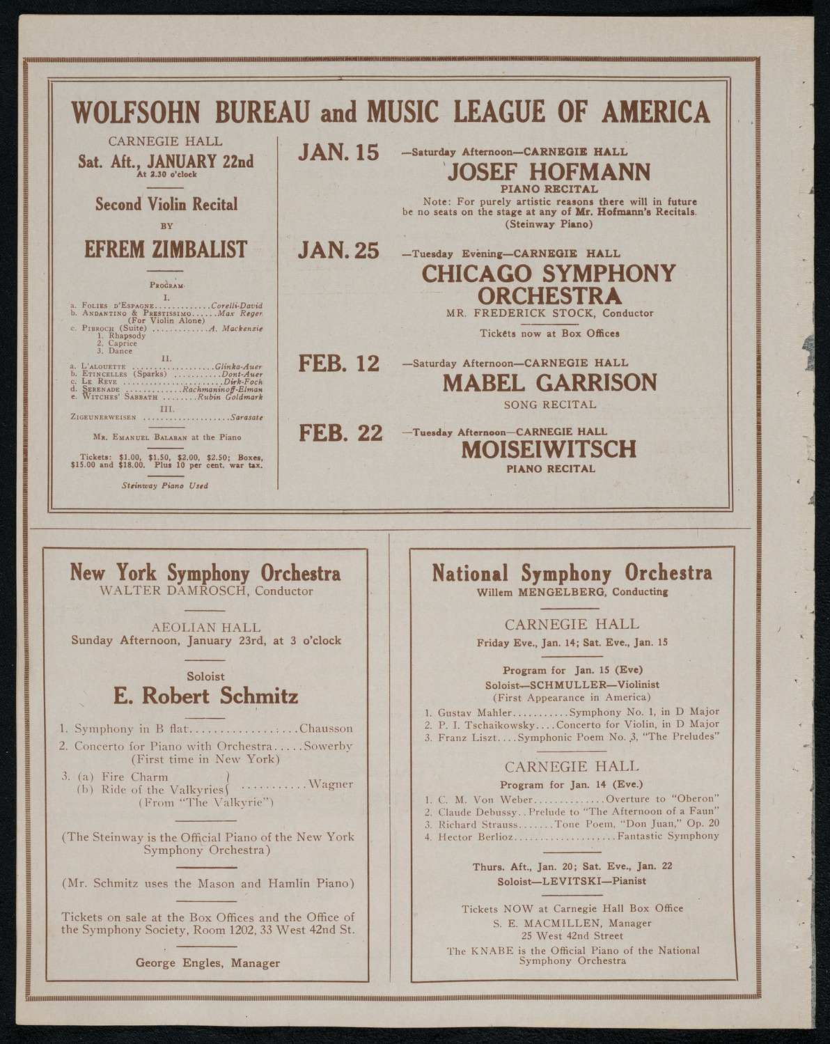 New York Philharmonic, January 13, 1921, program page 8