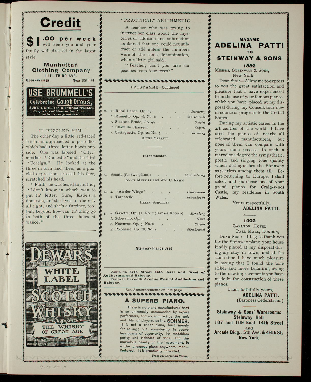 Concert by Little Annie Merritt, April 15, 1904, program page 3