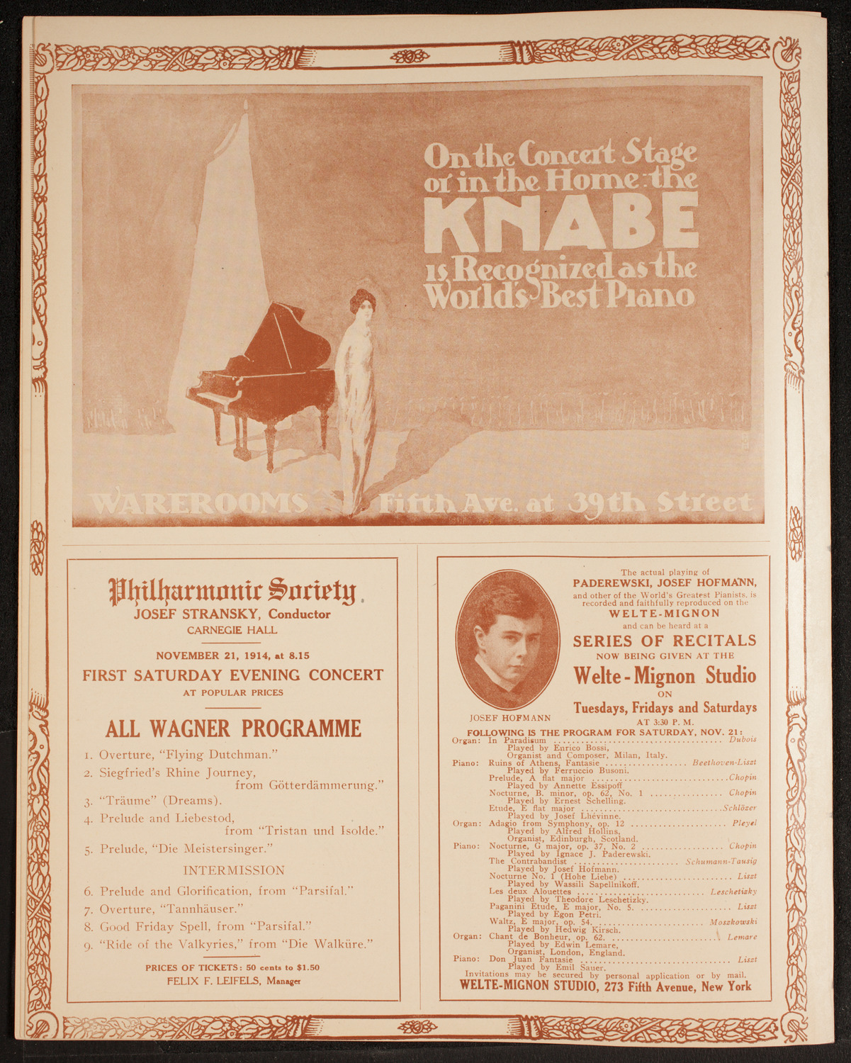 New York Philharmonic, November 20, 1914, program page 12