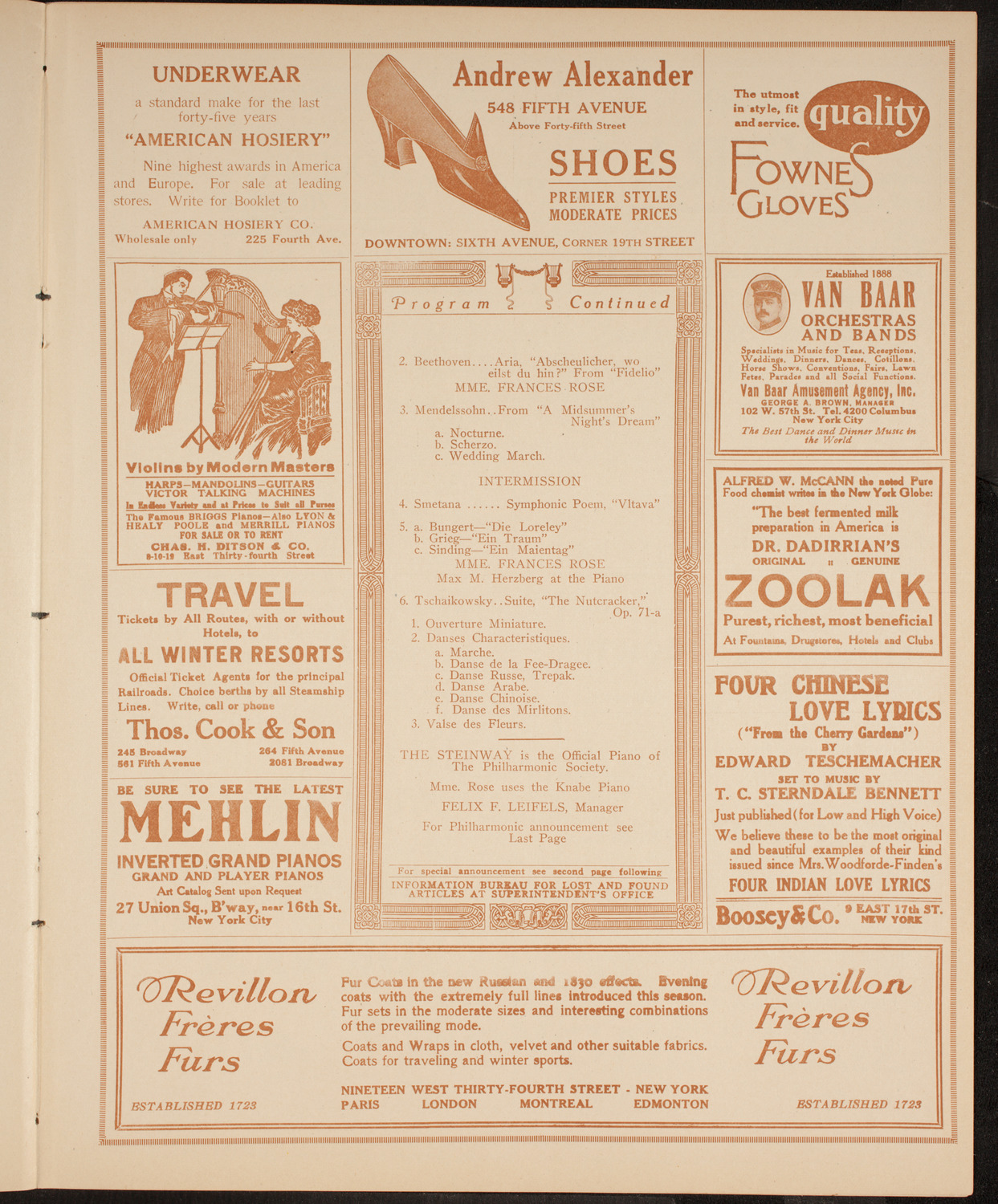 New York Philharmonic, November 29, 1914, program page 7
