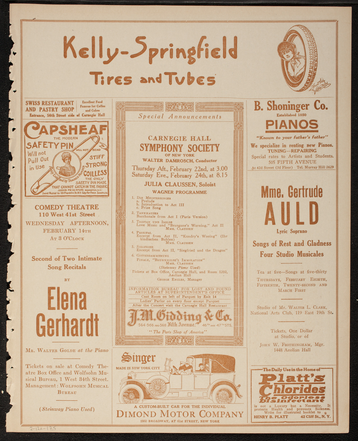 Frieda Hempel, Soprano, February 12, 1917, program page 9