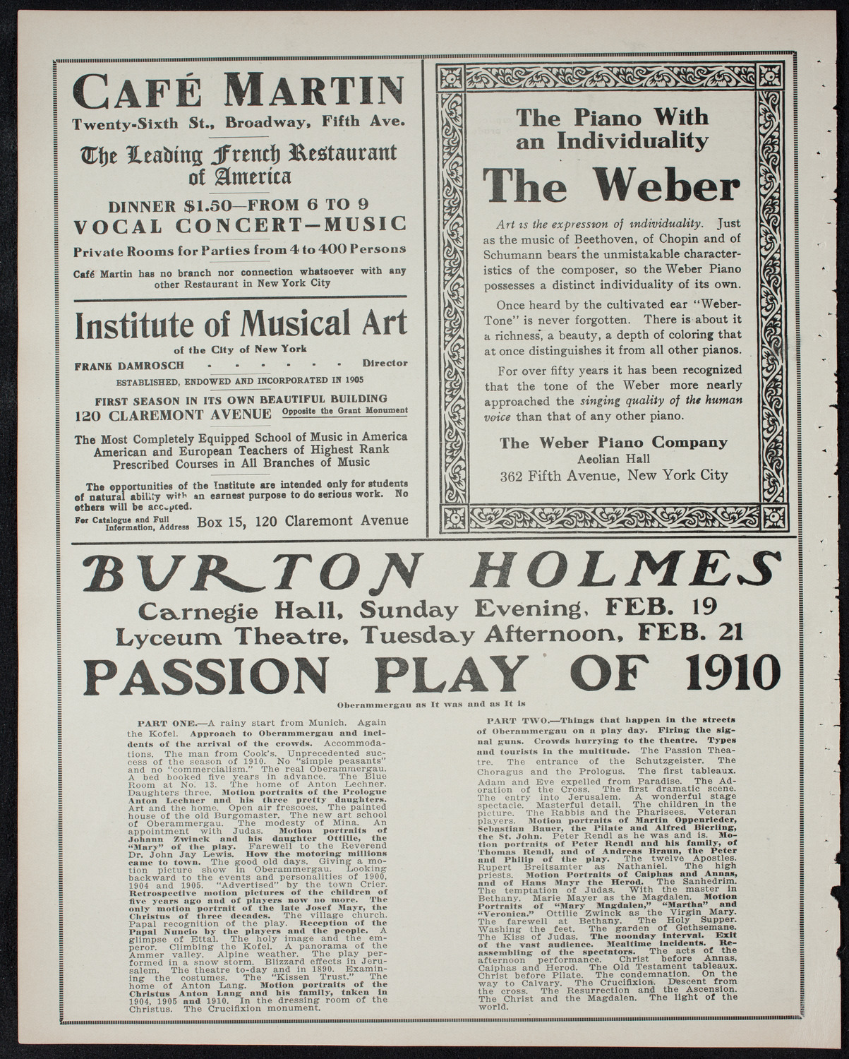 Burton Holmes Travelogue: Two Ways Around the World, February 12, 1911, program page 6