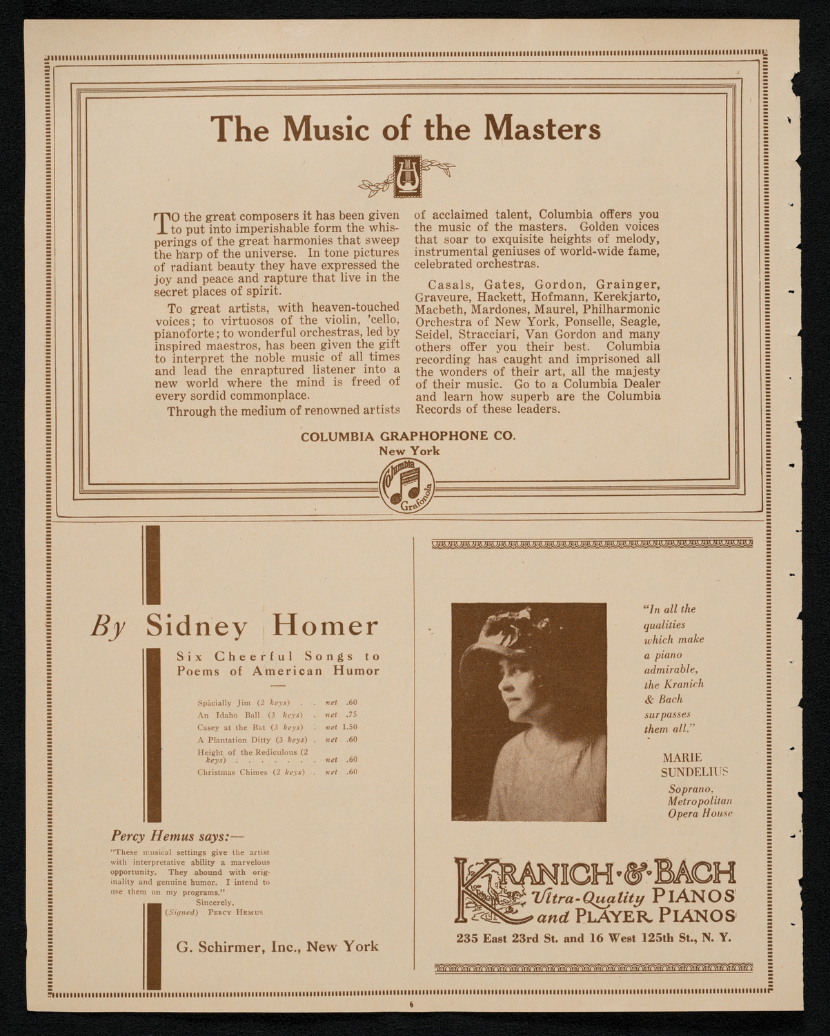 City Symphony Orchestra, January 20, 1923, program page 6