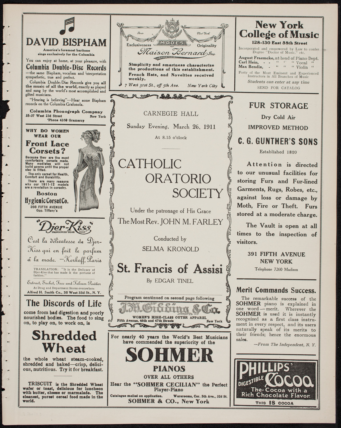 Catholic Oratorio Society, March 26, 1911, program page 5