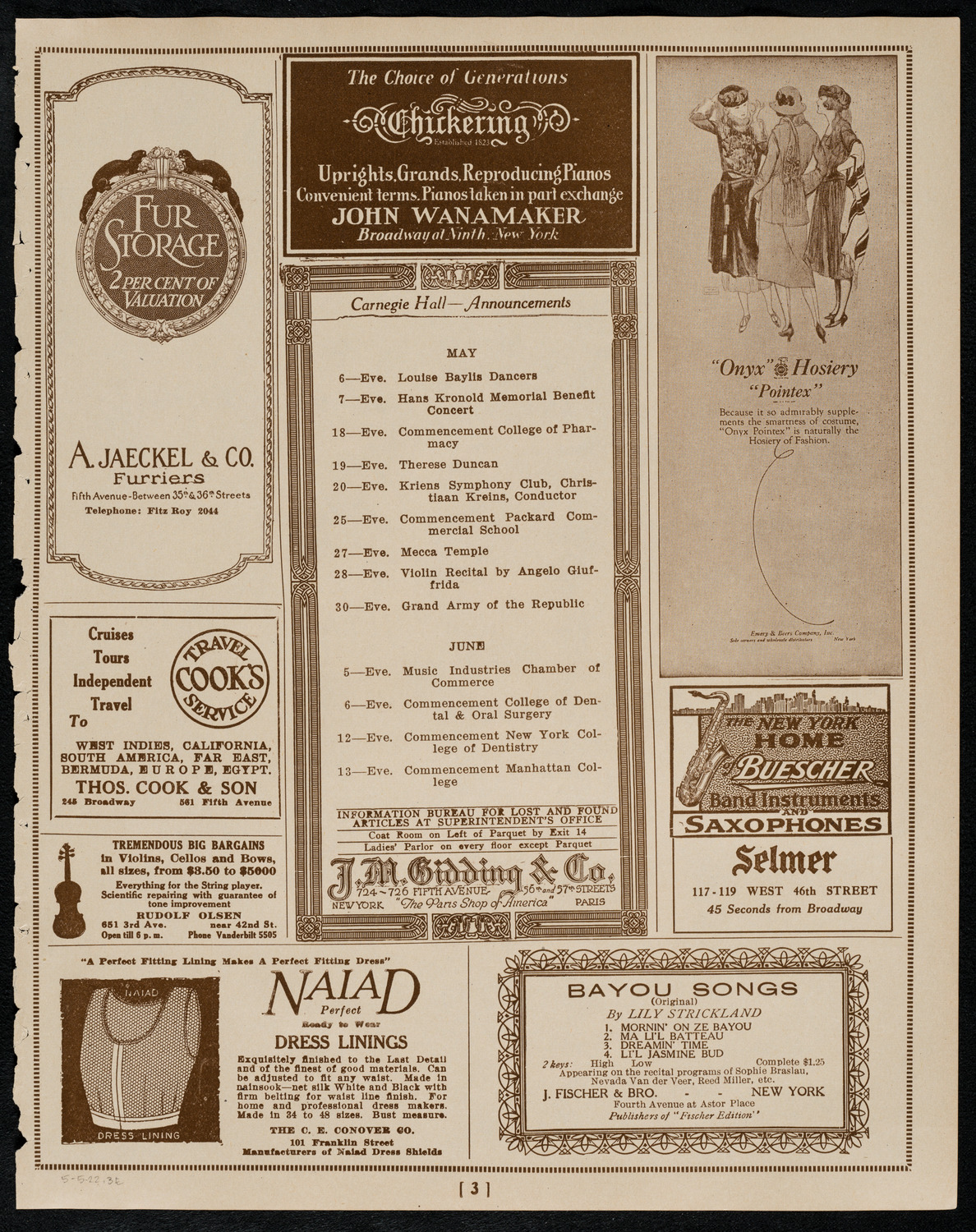Sir Arthur Conan Doyle, May 5, 1922, program page 3