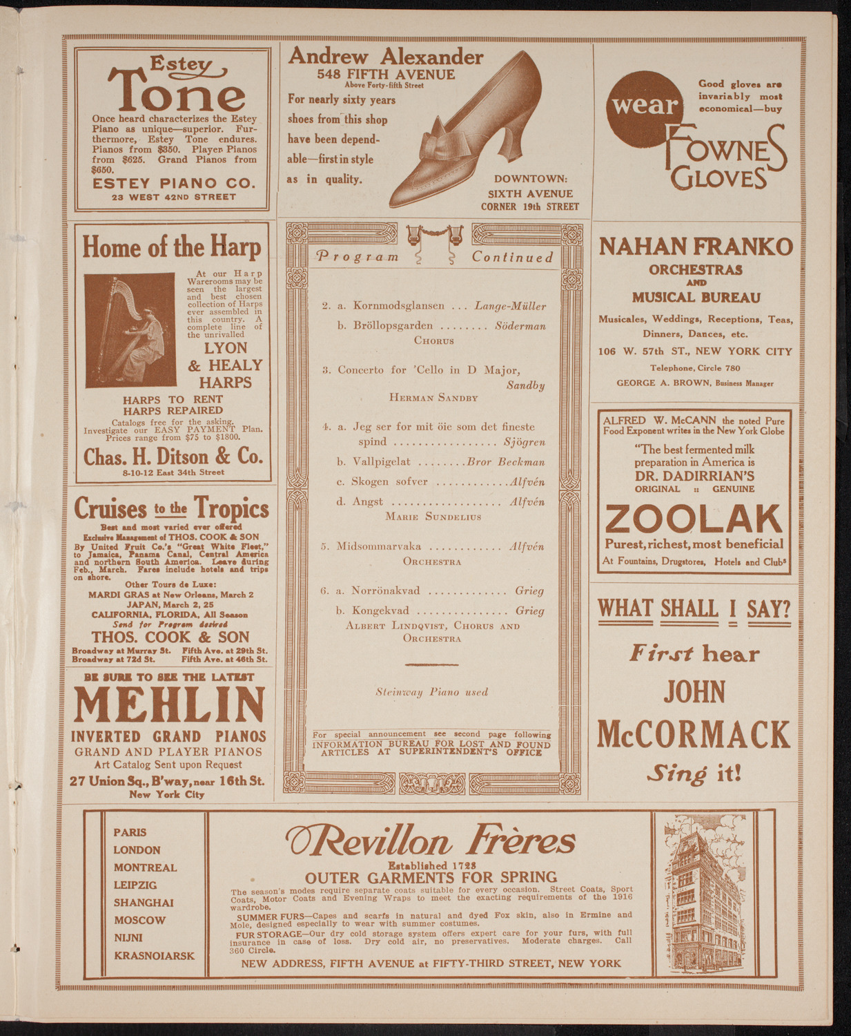 Scandinavian Concert, March 25, 1916, program page 7