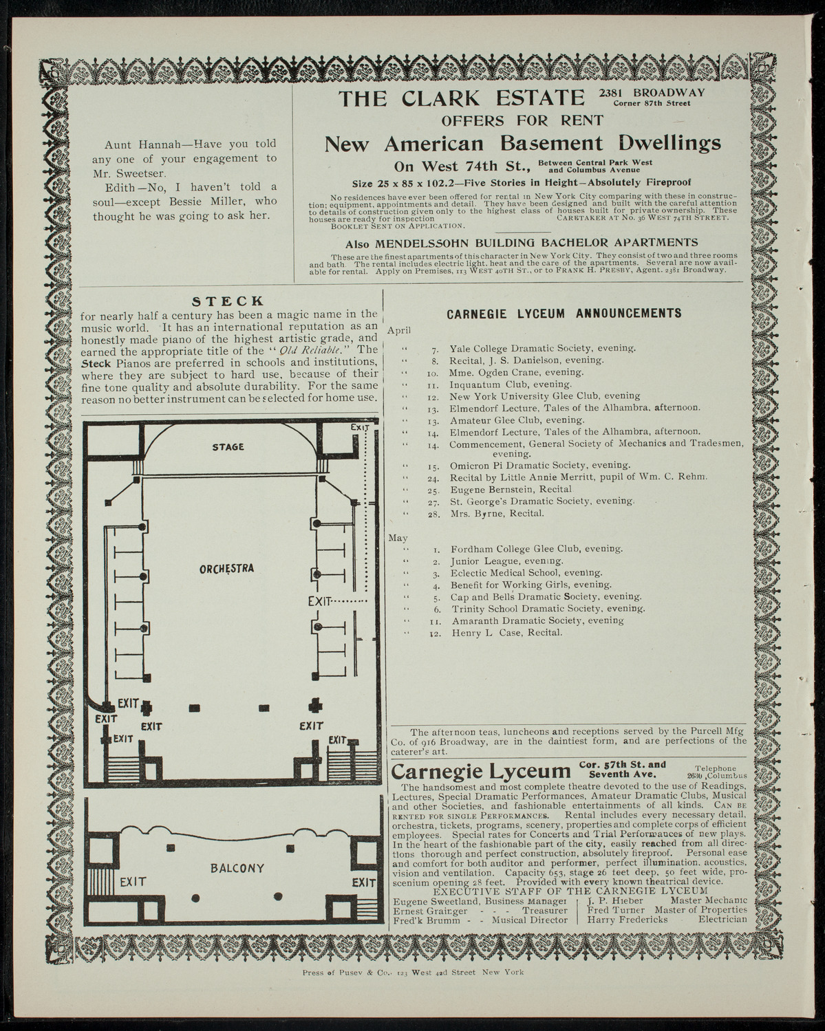 Elmendorf Lecture: Old and New Castile, April 7, 1905, program page 4