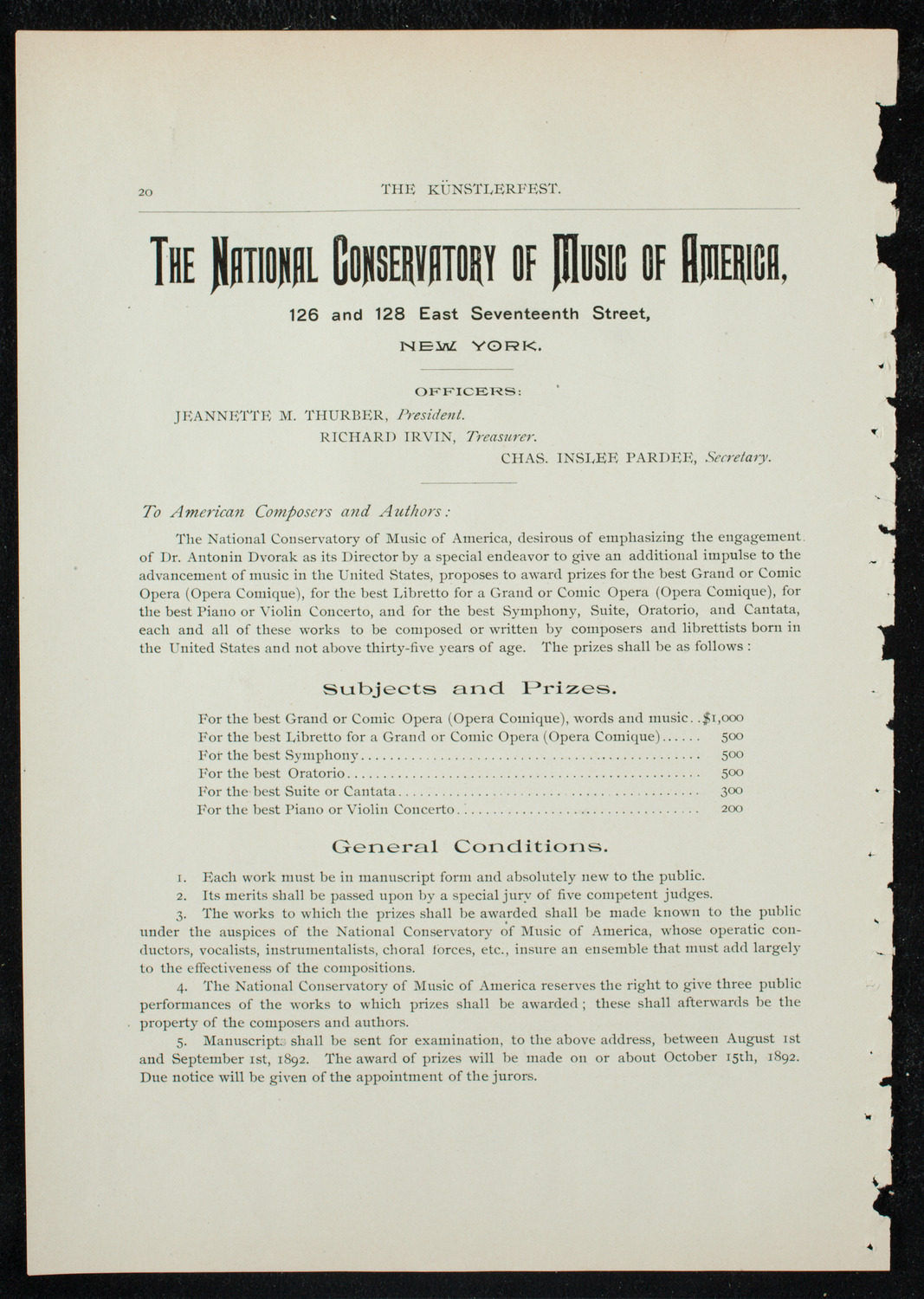 Künstlerfest, December 3, 1891, program page 22