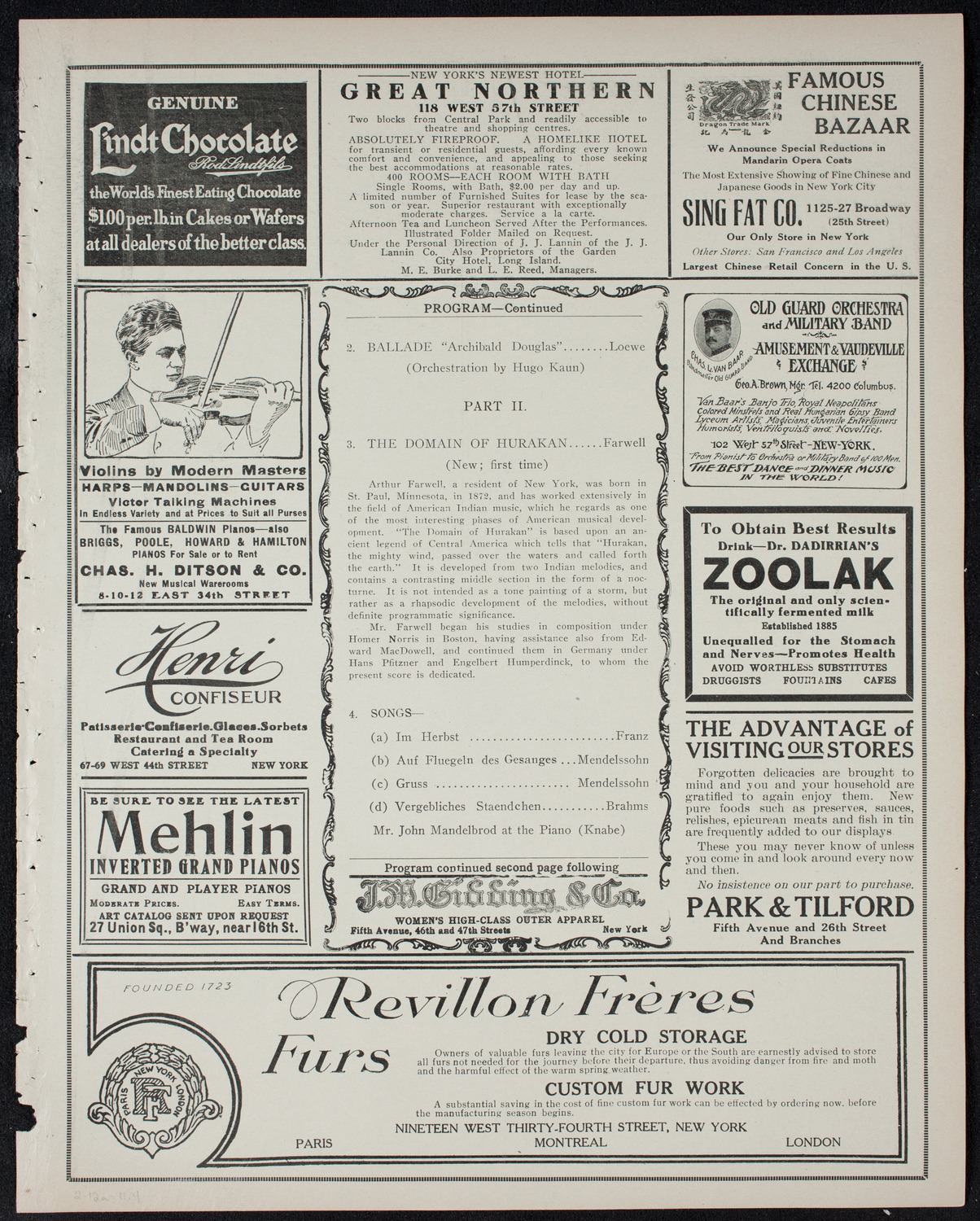 Volpe Symphony Society of New York, February 12, 1911, program page 7