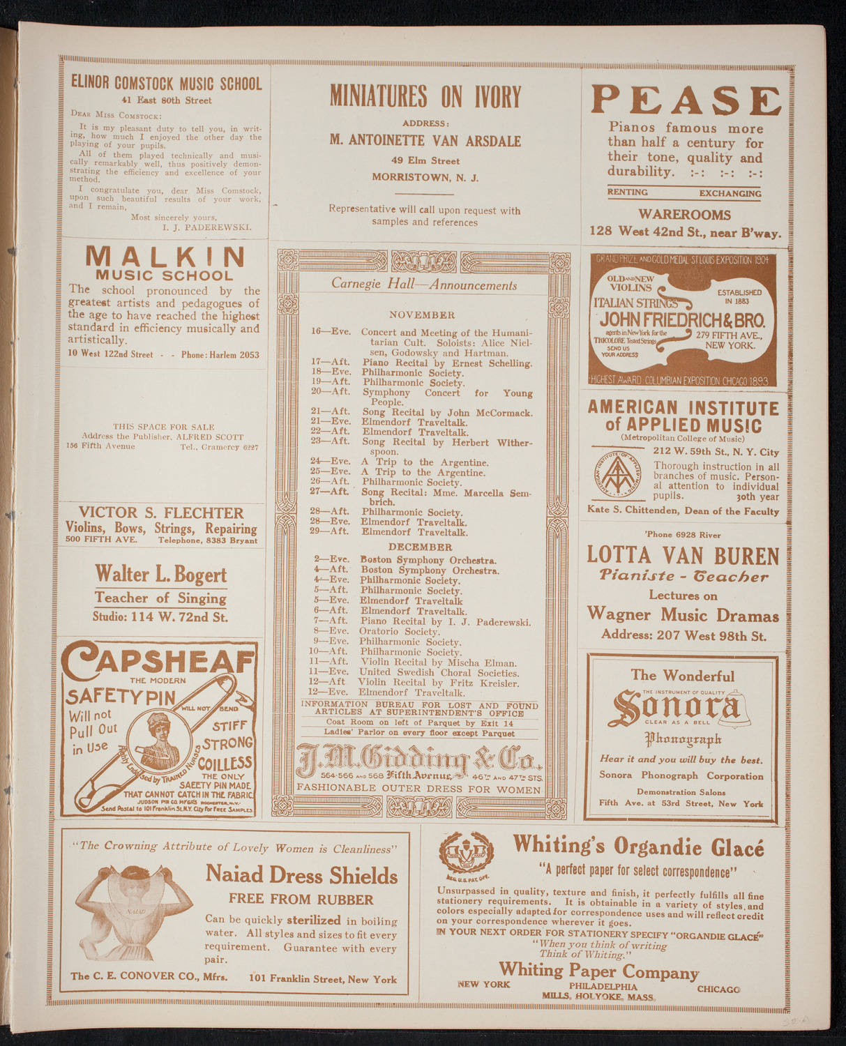 Fannie Bloomfield Zeisler, Piano, November 16, 1915, program page 3