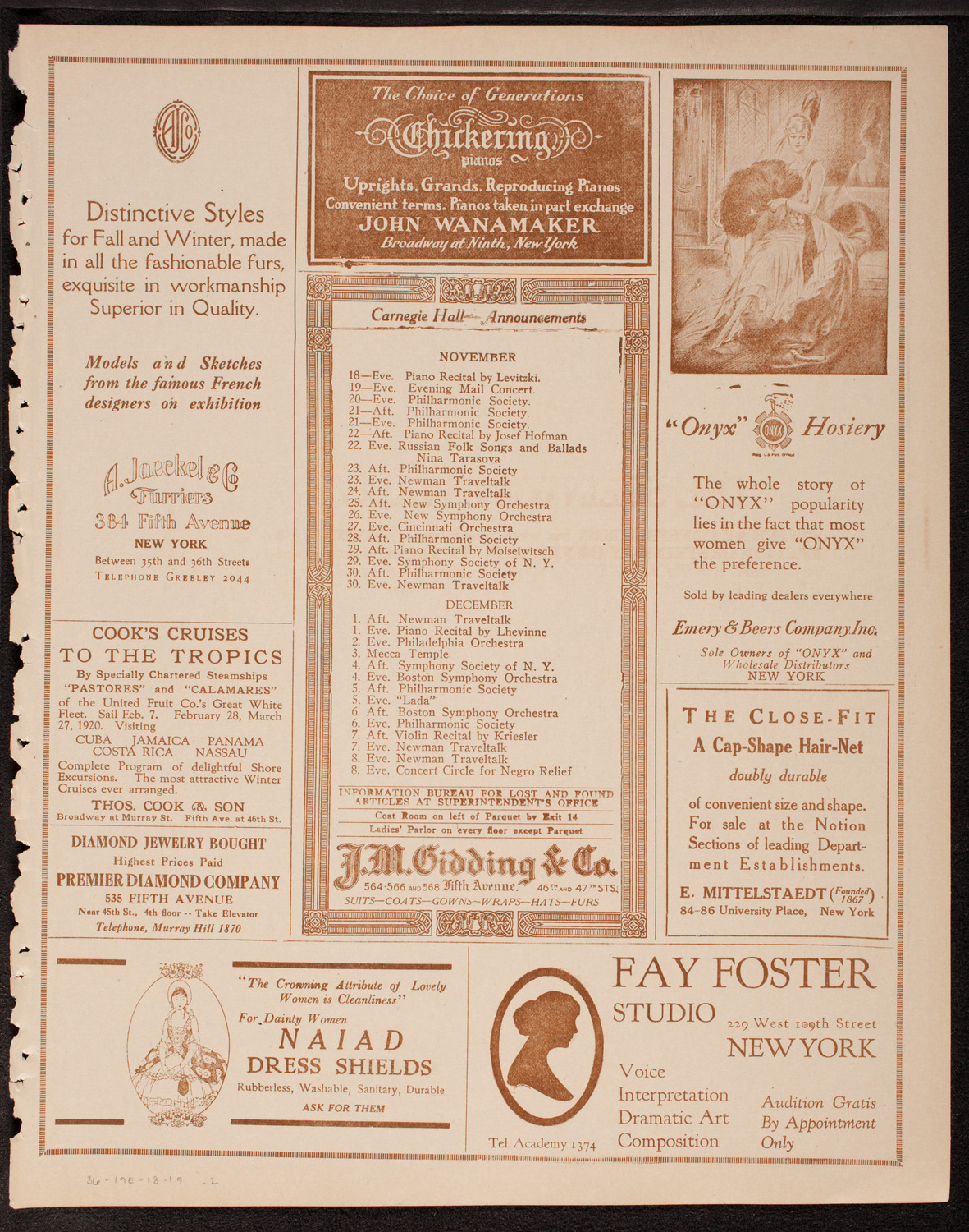 Evening Mail Save-A-Home Fund Concert: New York Philharmonic, November 19, 1919, program page 3