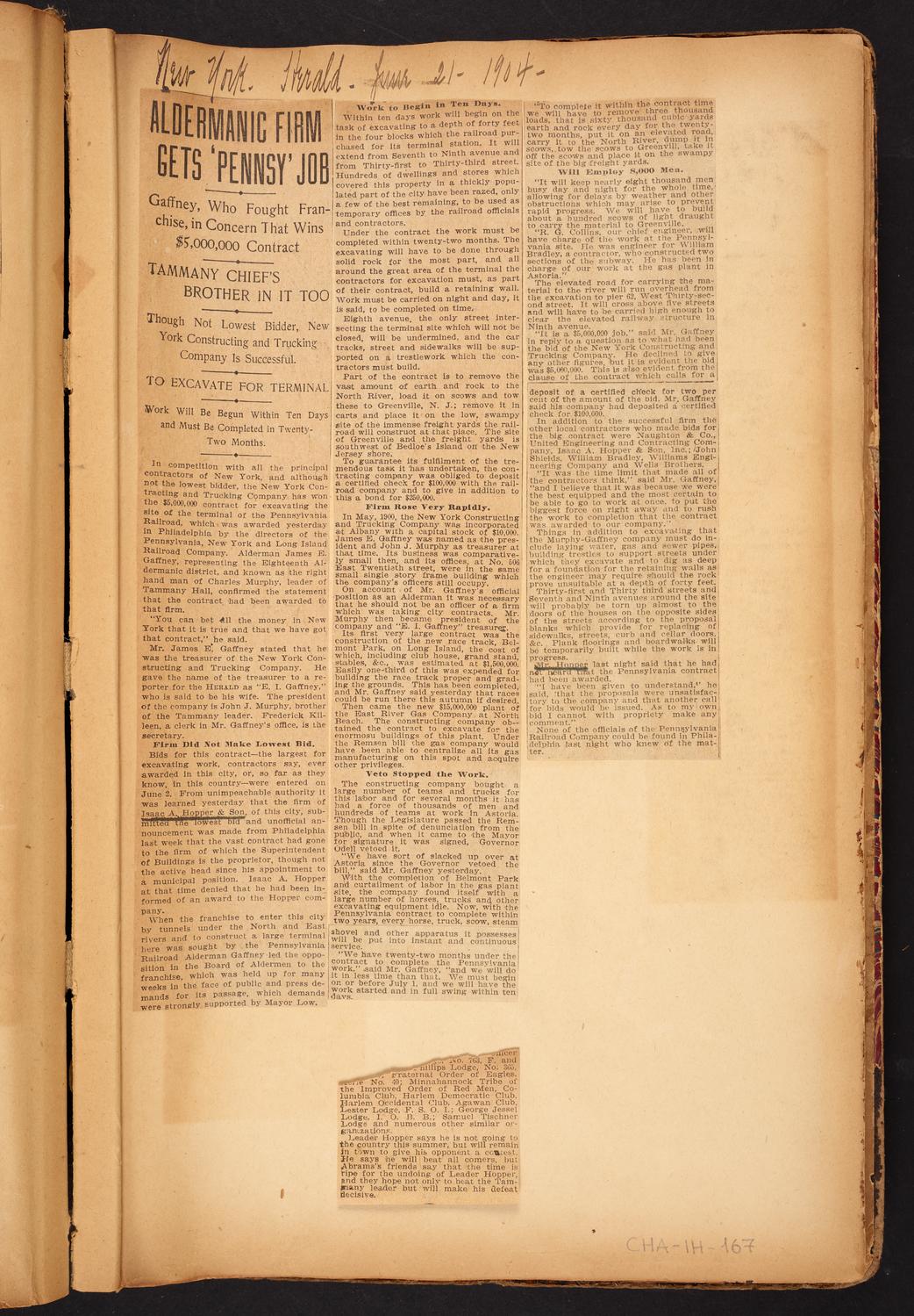 Isaac Hopper Scrapbook, page 167: 1904