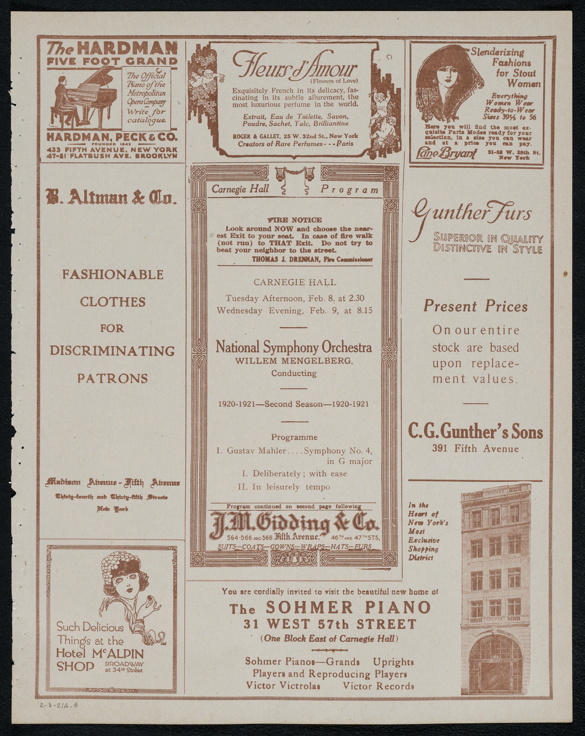 National Symphony Orchestra, February 8, 1921, program page 5