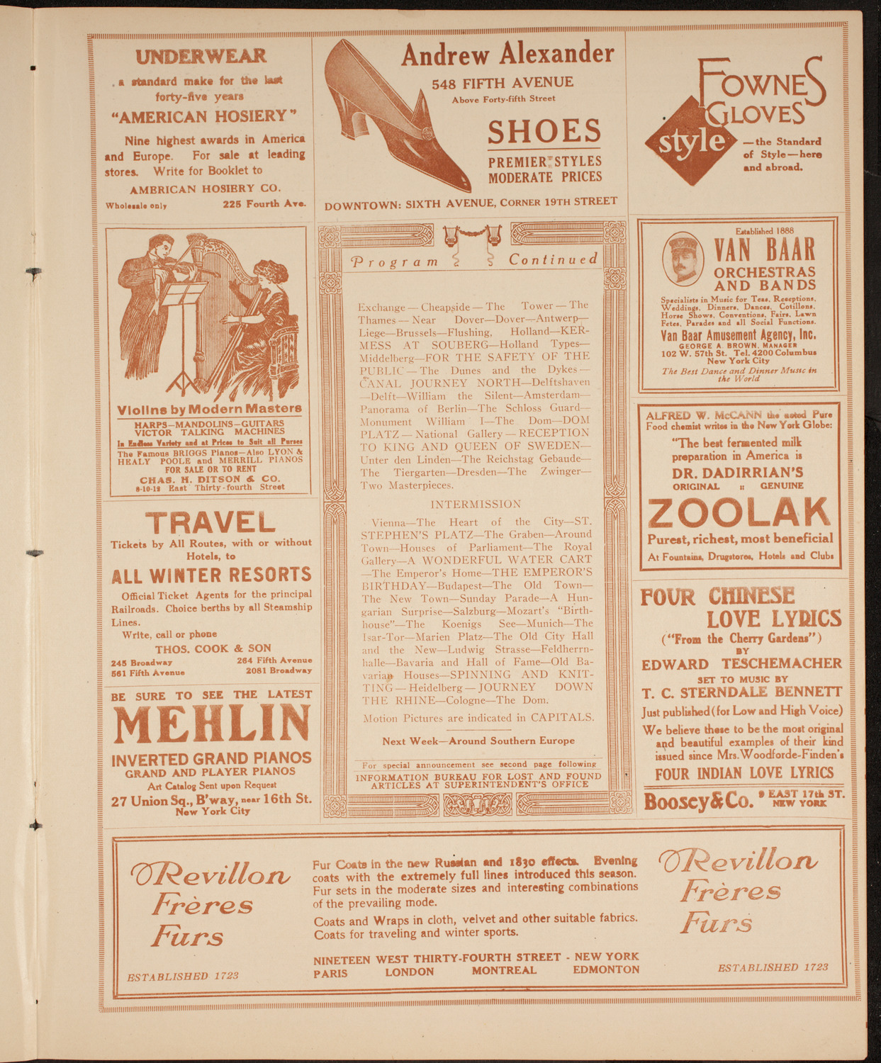 Elmendorf Lecture: Around Northern Europe, November 23, 1914, program page 7