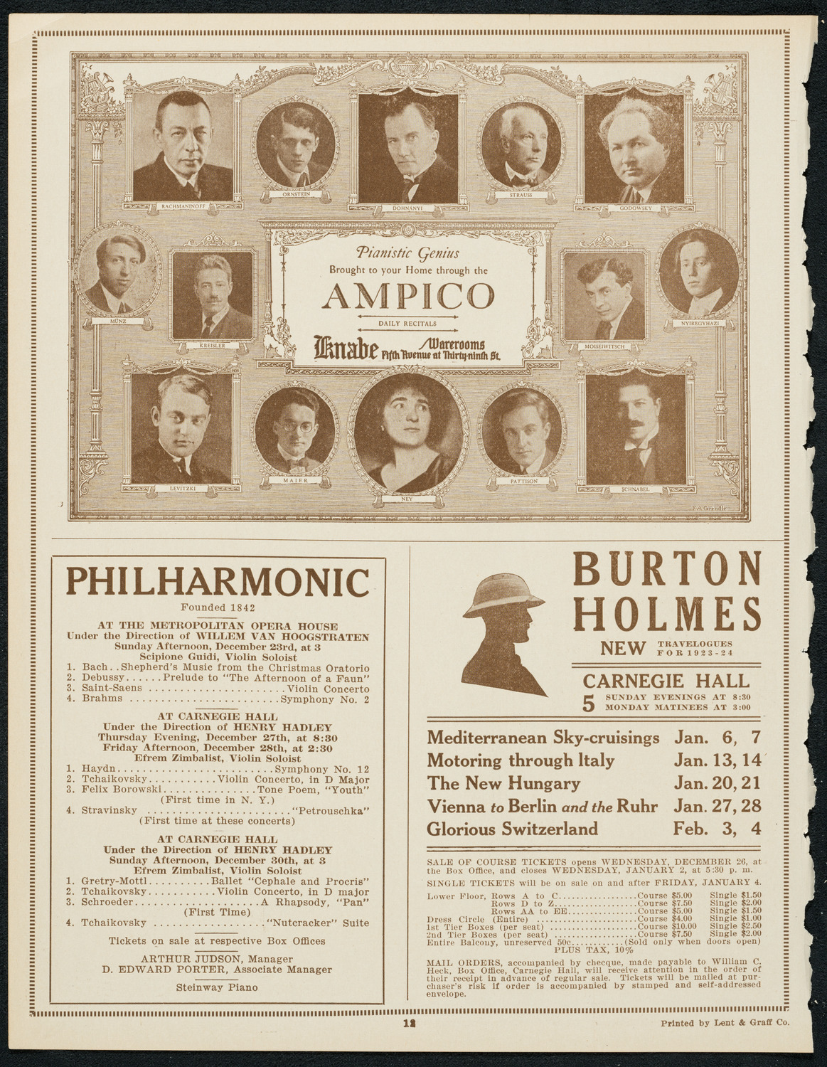 Ignacy Jan Paderewski, Piano, December 22, 1923, program page 12
