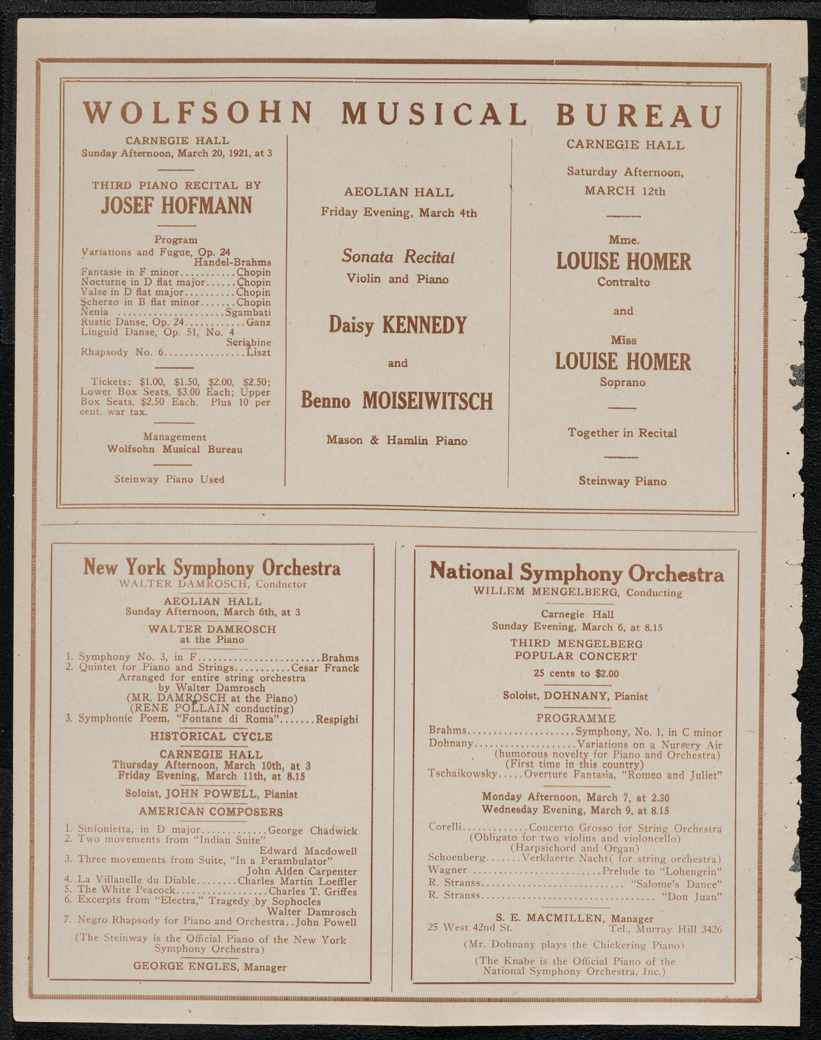 New York Philharmonic, March 3, 1921, program page 8