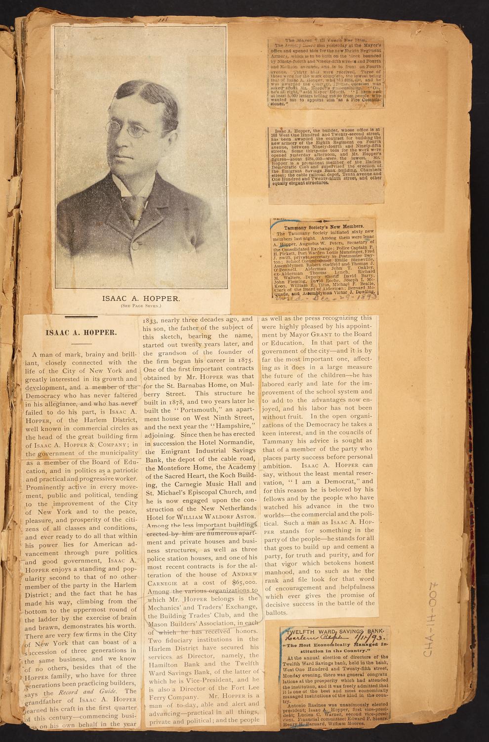 Isaac Hopper Scrapbook, page 7: 1893