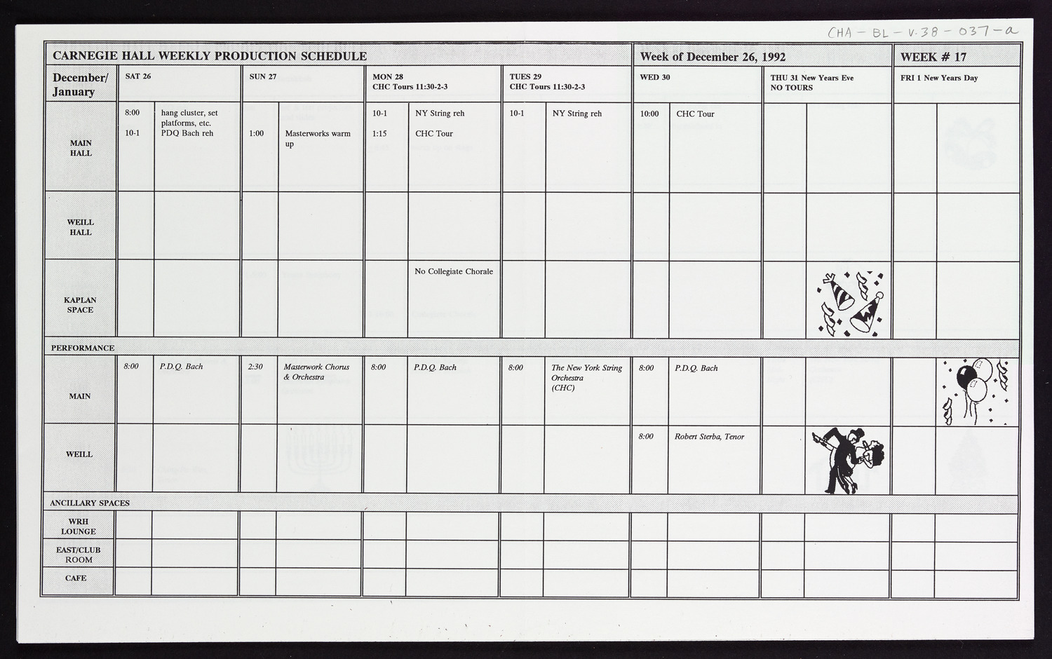 Carnegie Hall Booking Ledger, volume 38, page 37a