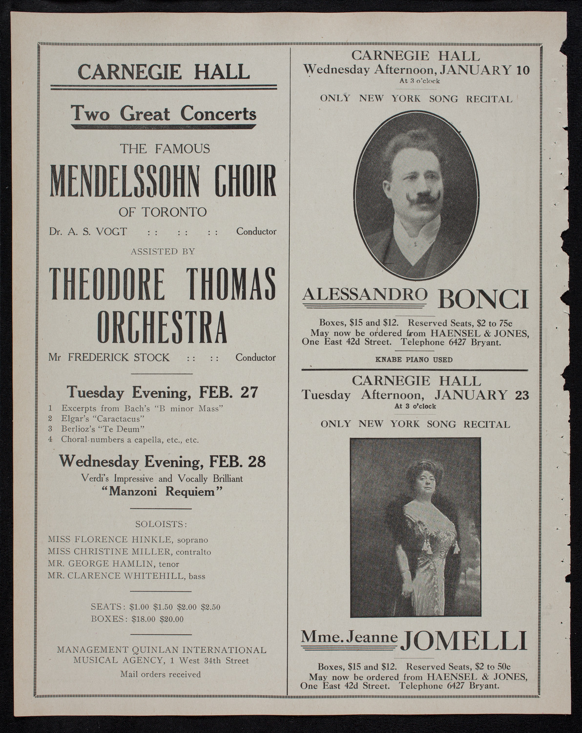 New York Philharmonic, December 22, 1911, program page 10