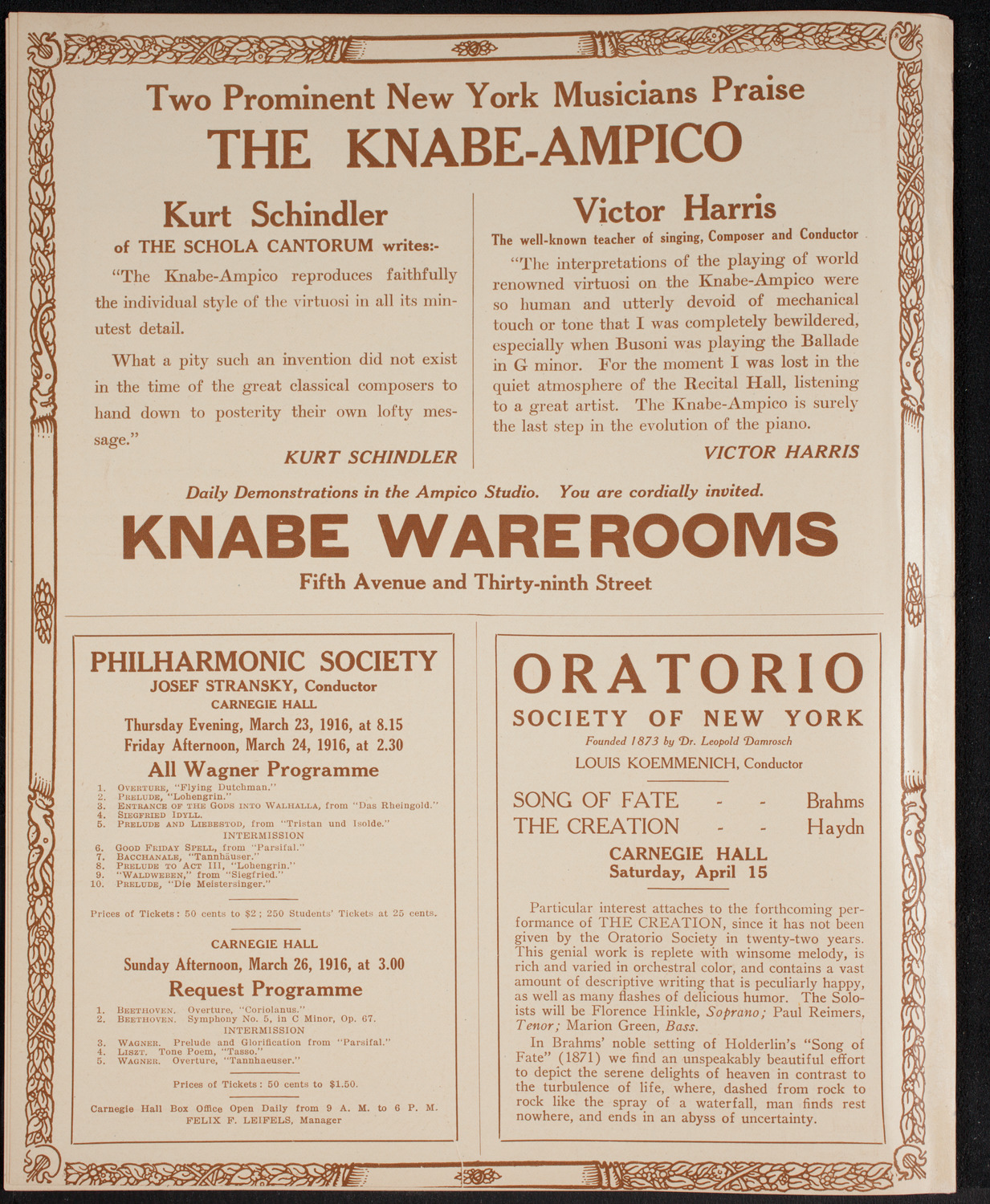 Benefit: French Musicians of the Paris Conservatoire, March 15, 1916, program page 12